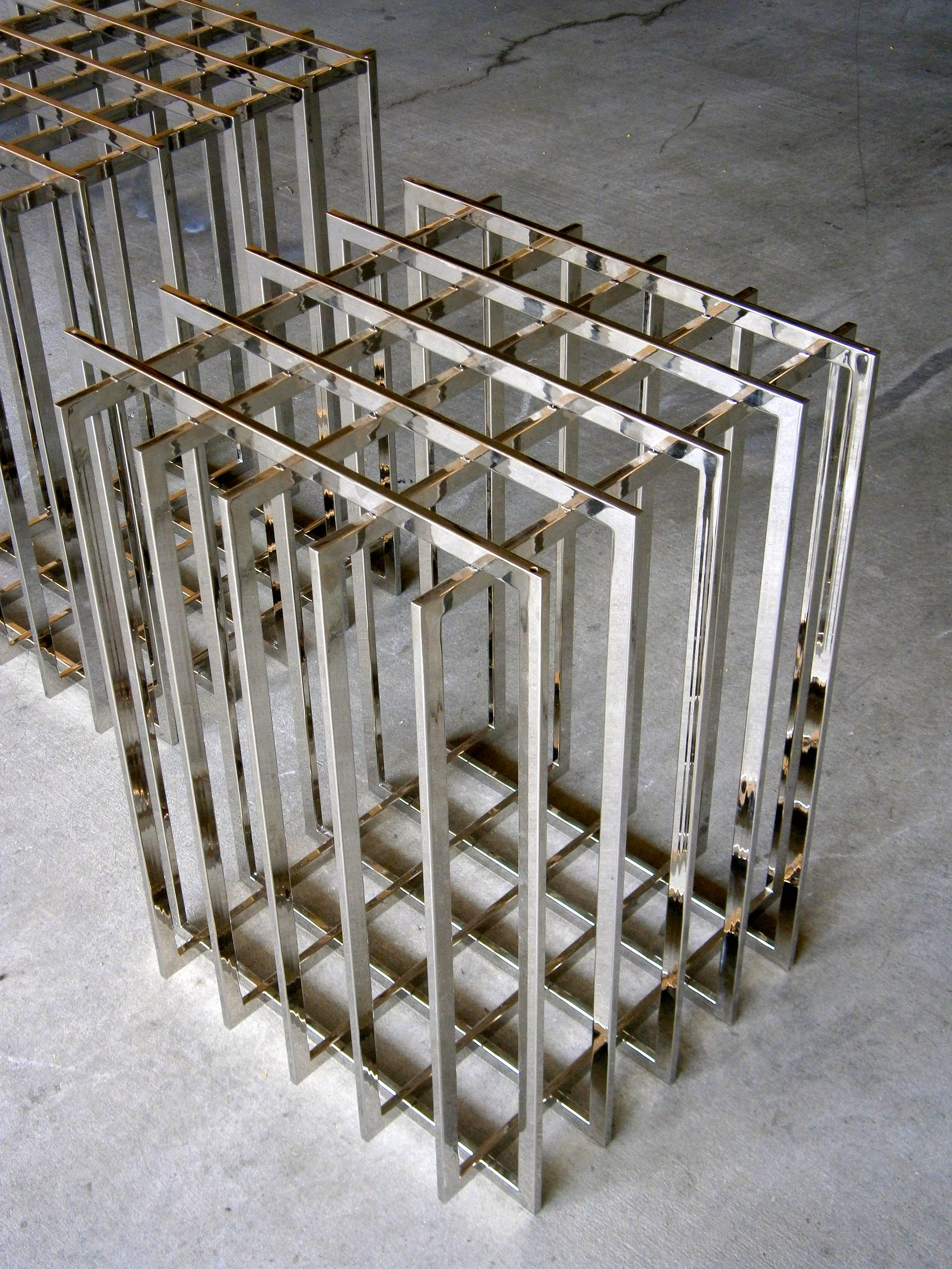 Pair of Nickel Plated Cage-Form Table Bases by Pierre Cardin  C. 1970s 3