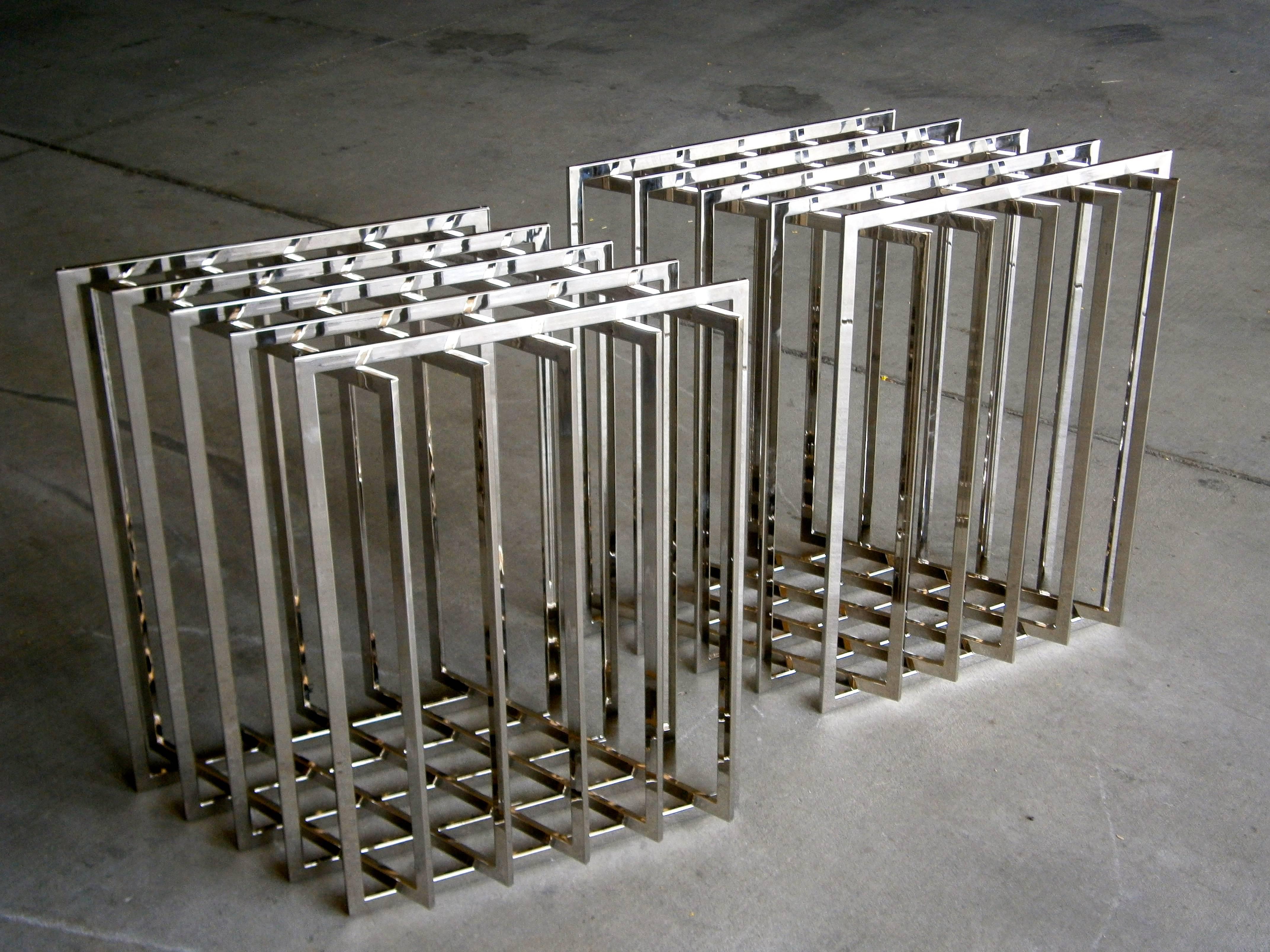 Late 20th Century Pair of Nickel Plated Cage-Form Table Bases by Pierre Cardin  C. 1970s