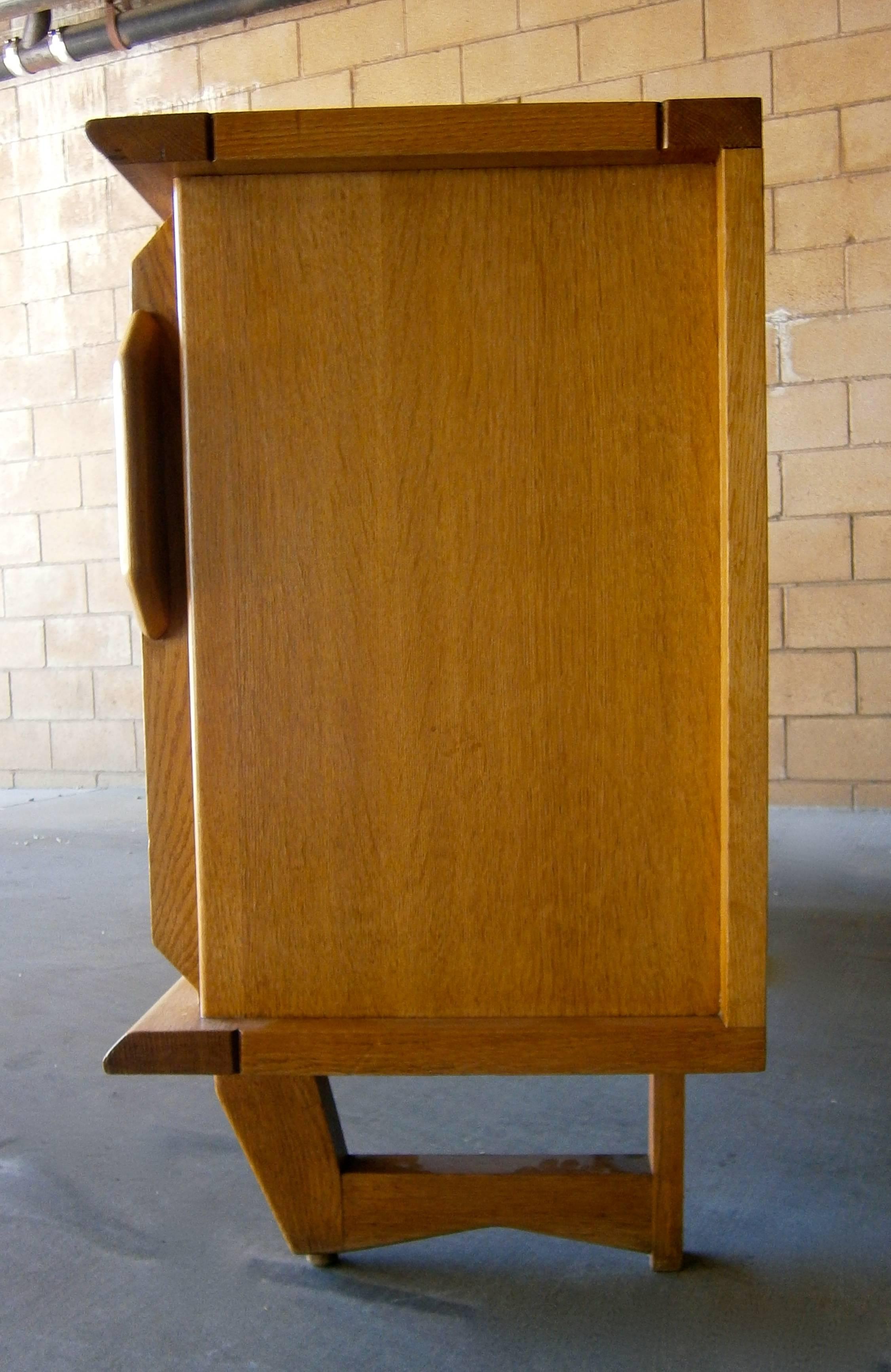 Unique Solid Oak French Sideboard Designed by Guillerme et Chambron C. 1960s 3