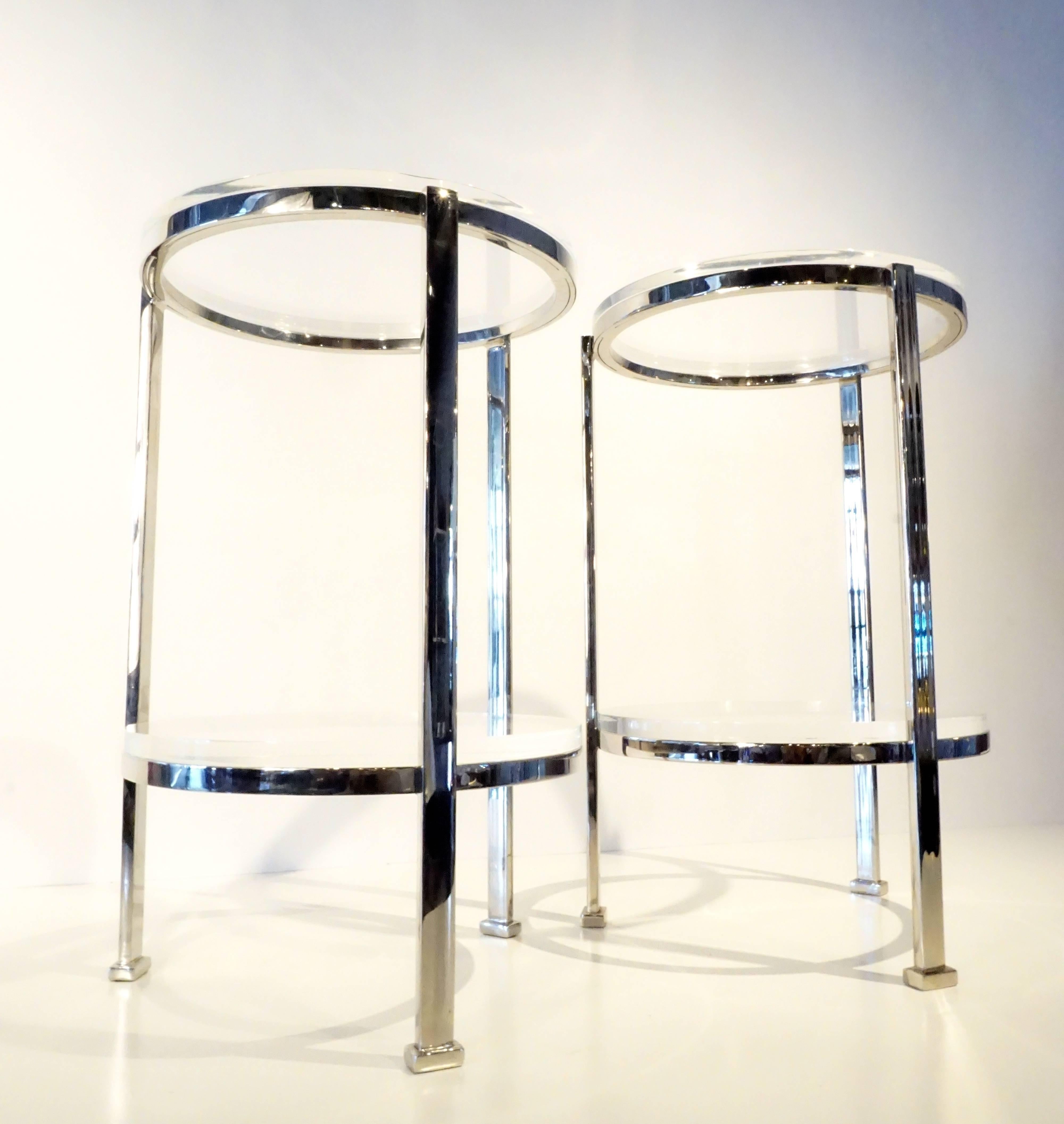 American Pair of Two-Tier Circular Side Tables Custom-Made by Charles Hollis Jones For Sale
