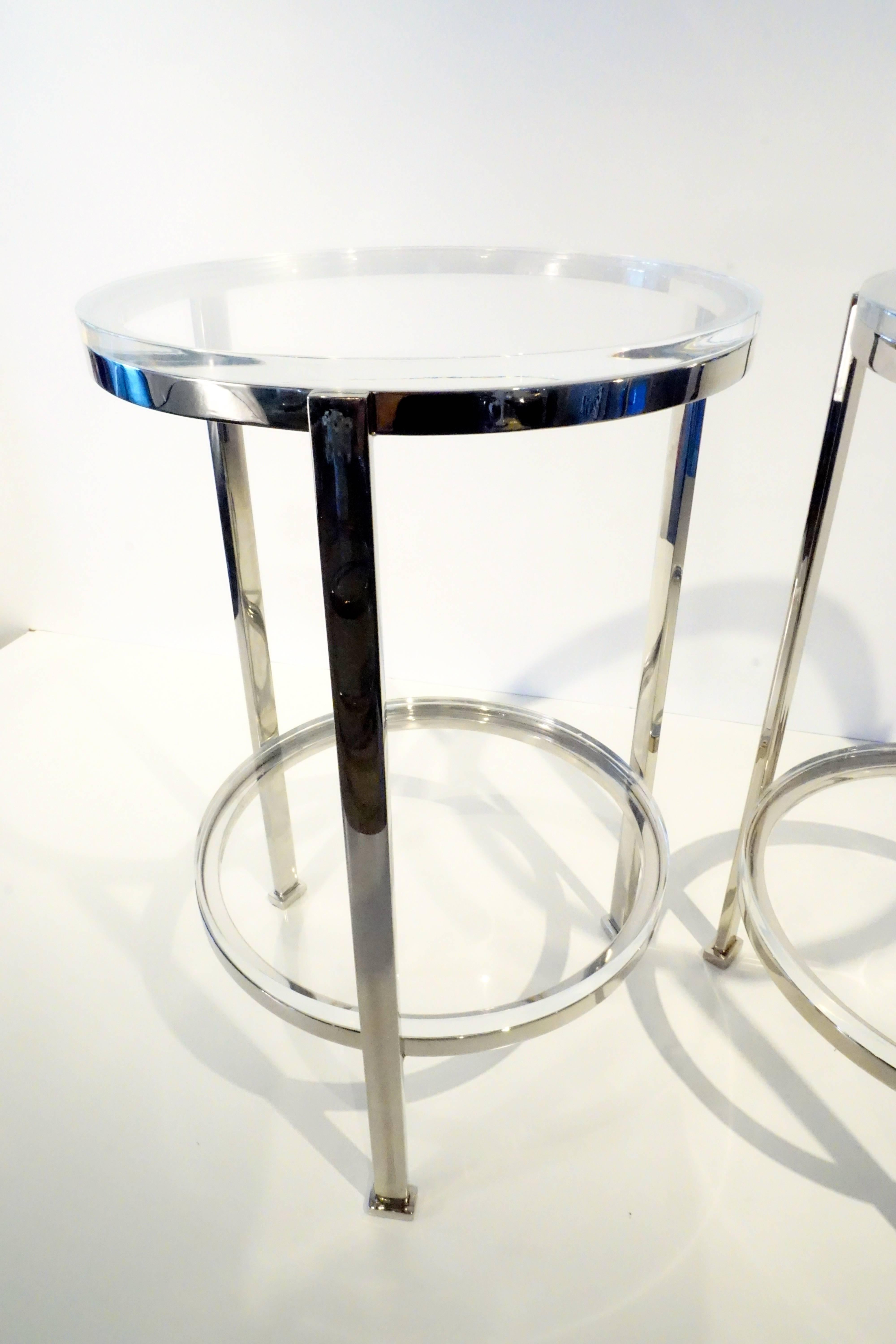 Pair of Two-Tier Circular Side Tables Custom-Made by Charles Hollis Jones In Excellent Condition For Sale In Palm Springs, CA
