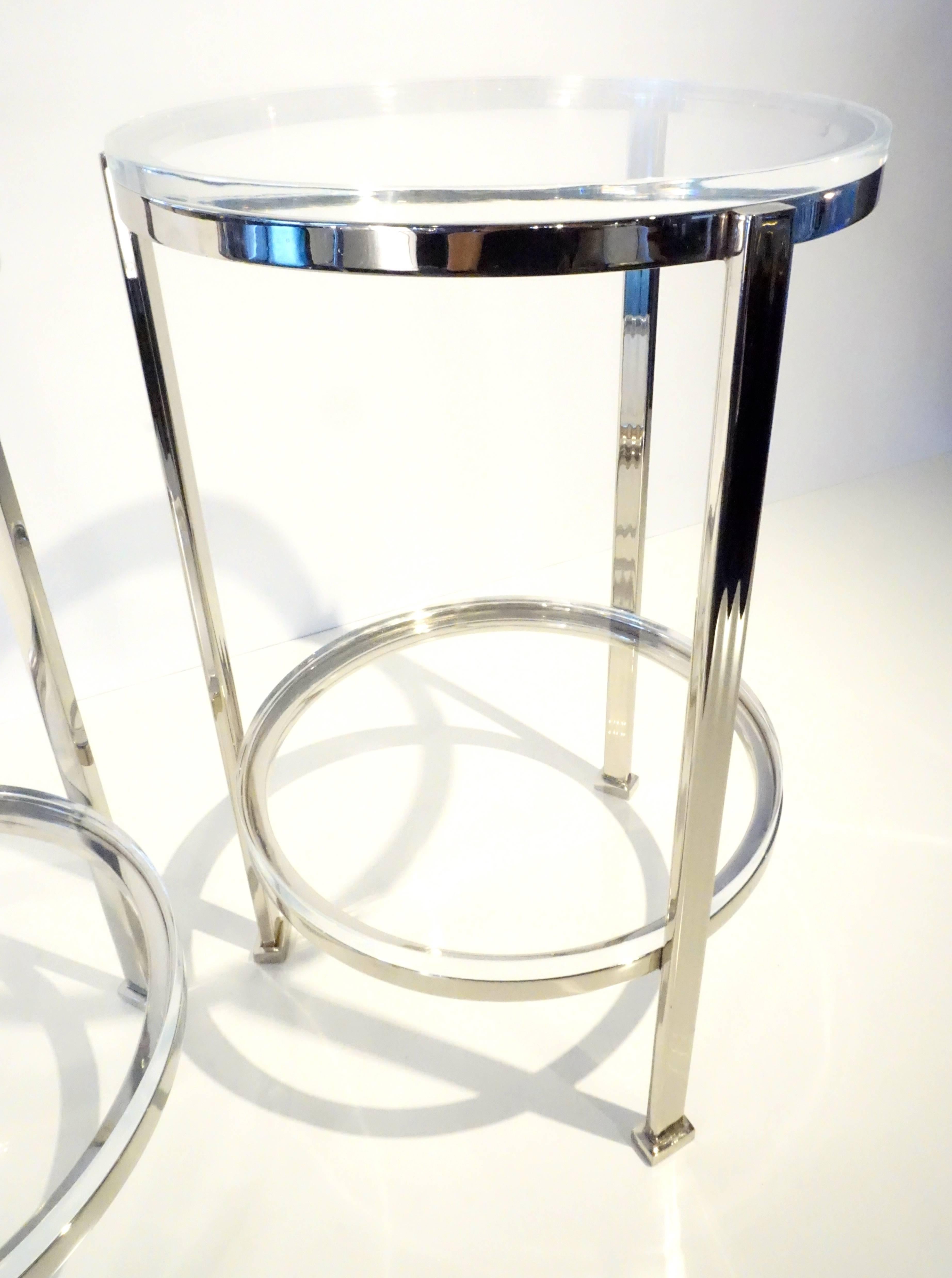Pair of Two-Tier Circular Side Tables Custom-Made by Charles Hollis Jones For Sale 1