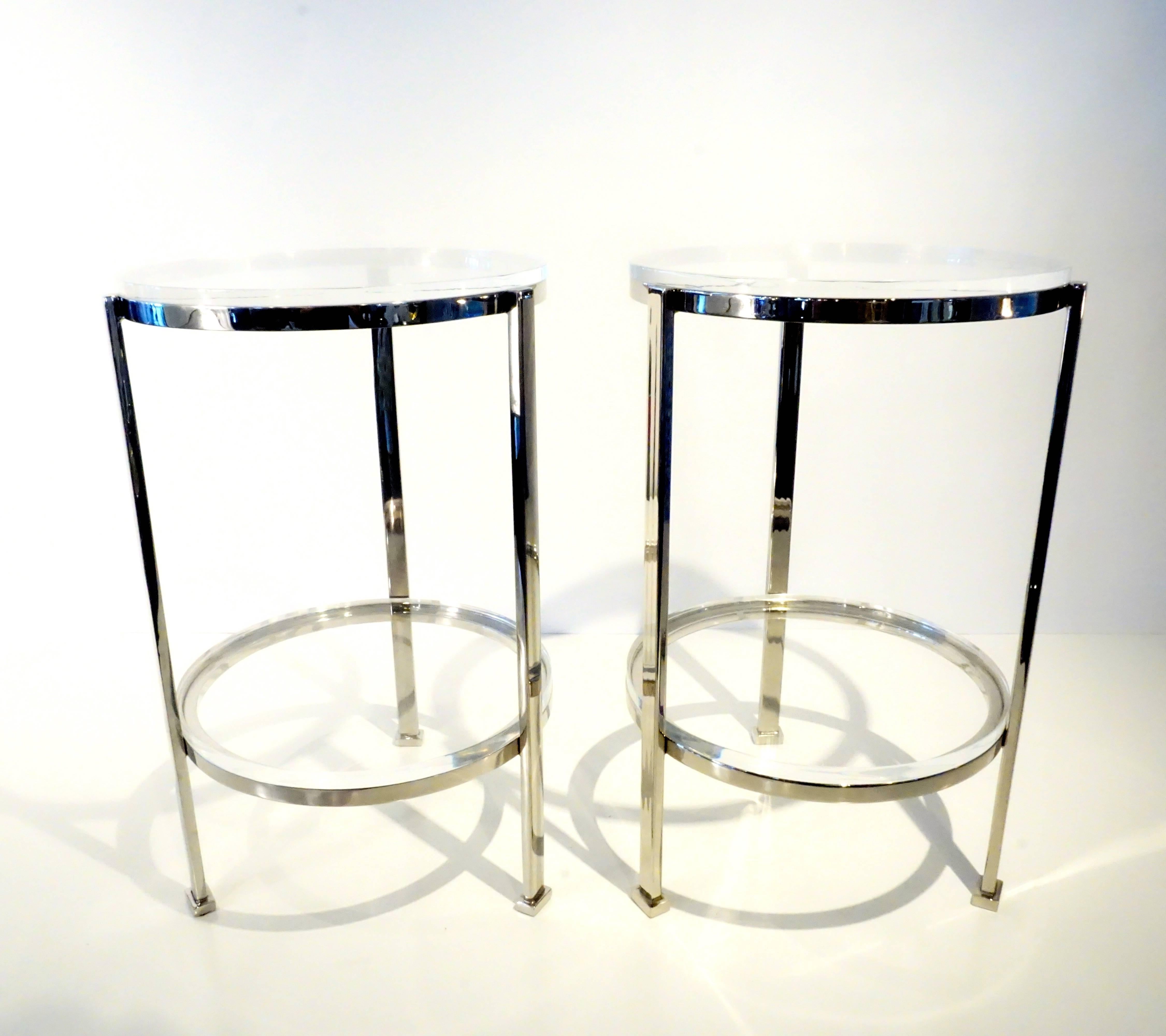 Modern Pair of Two-Tier Circular Side Tables Custom-Made by Charles Hollis Jones For Sale