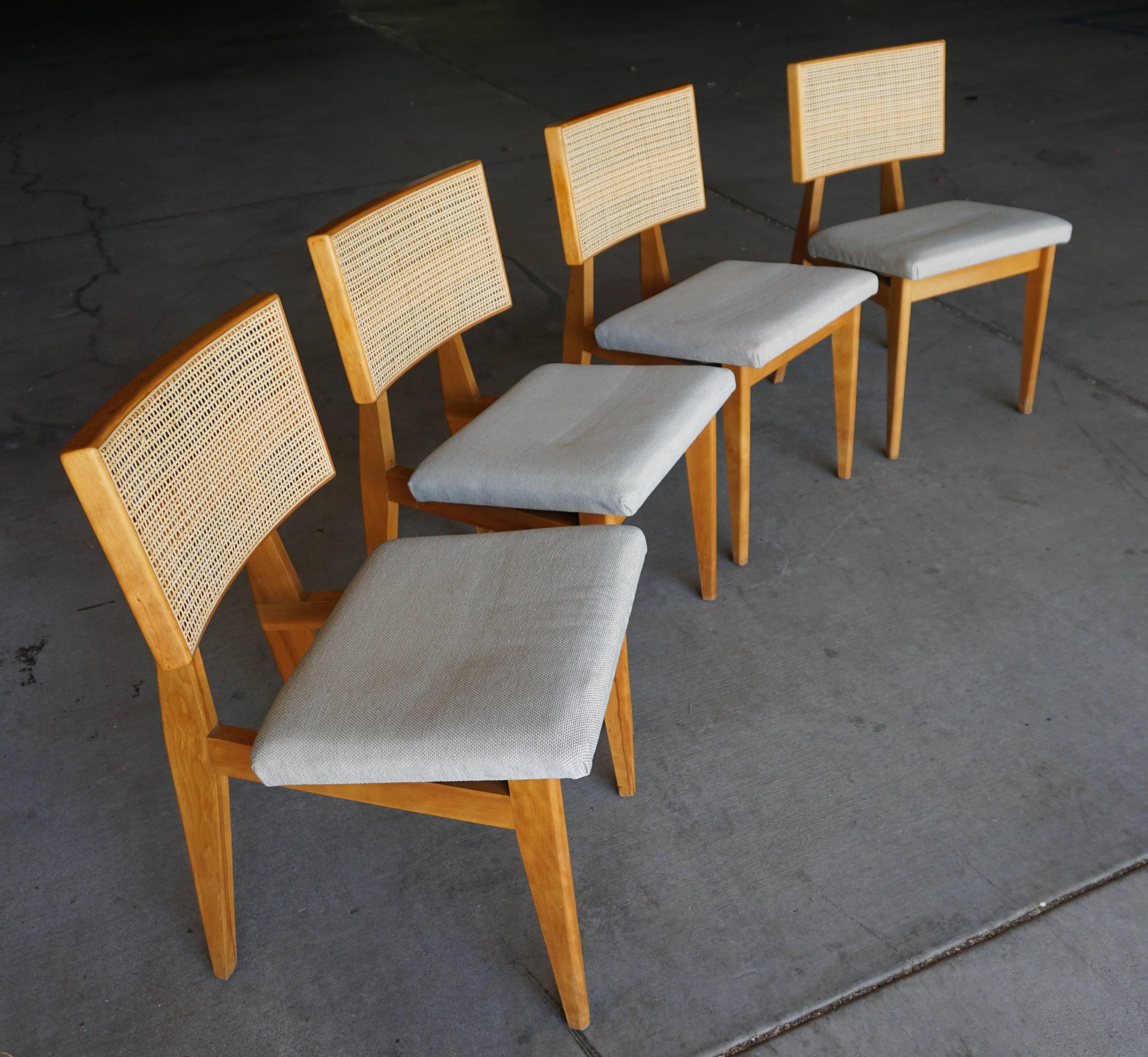 Mid-Century Modern Set of 4 Cane-Back Side Chairs by George Nelson for Herman Miller For Sale