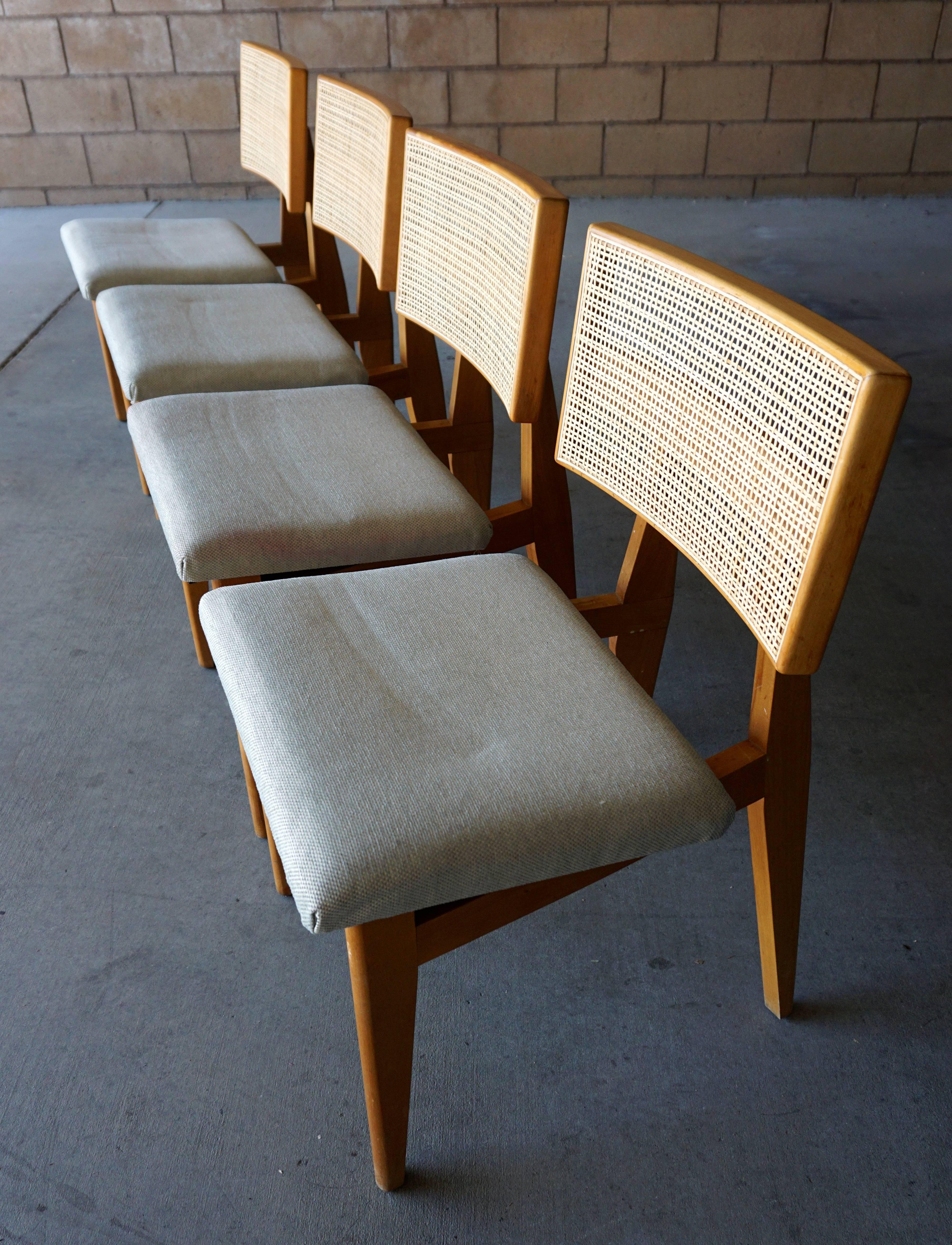 American Set of 4 Cane-Back Side Chairs by George Nelson for Herman Miller For Sale