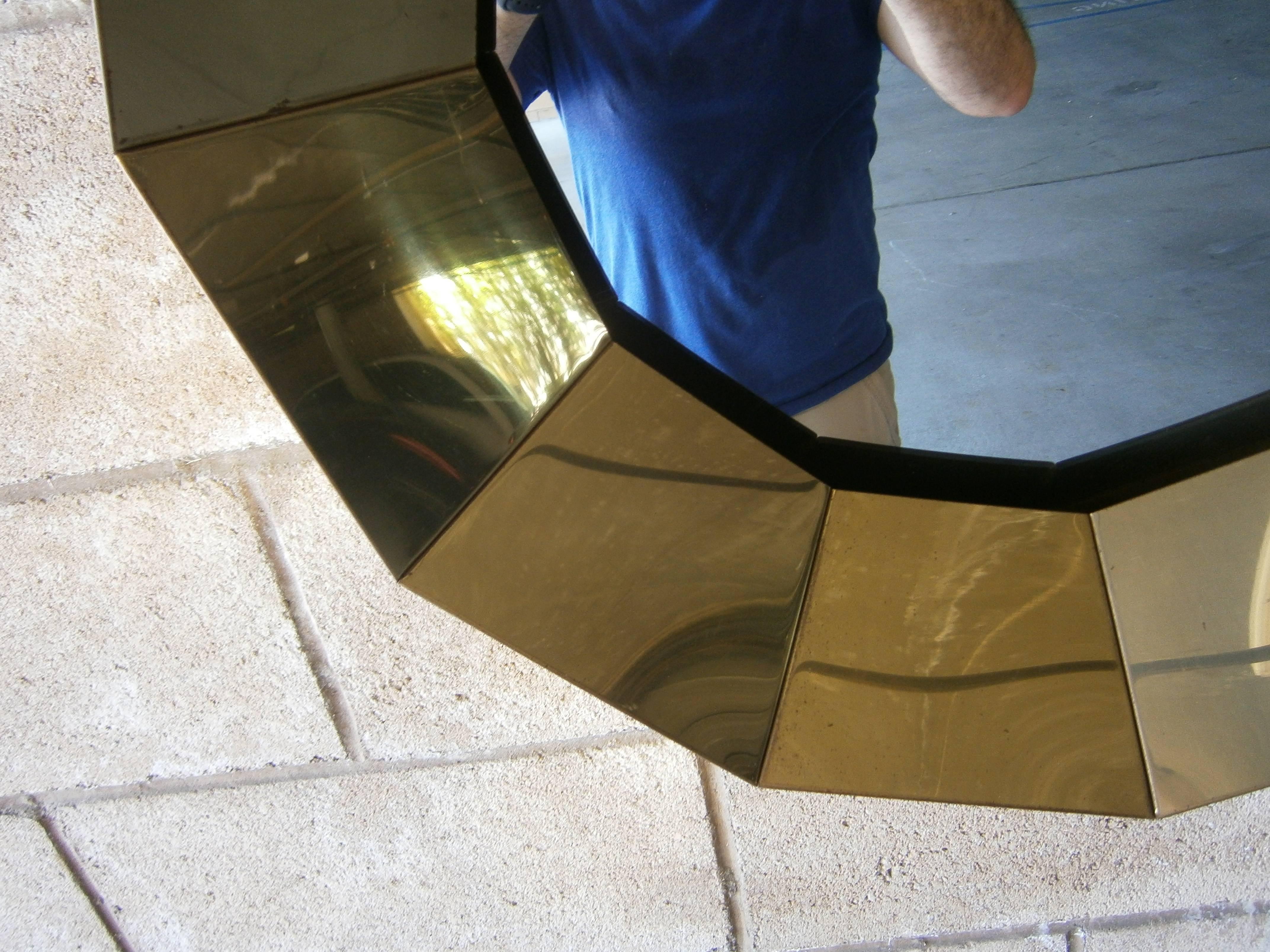 Spectacular 12 Sided Brass Mirror by Curtis Jere, circa 1970's For Sale 3