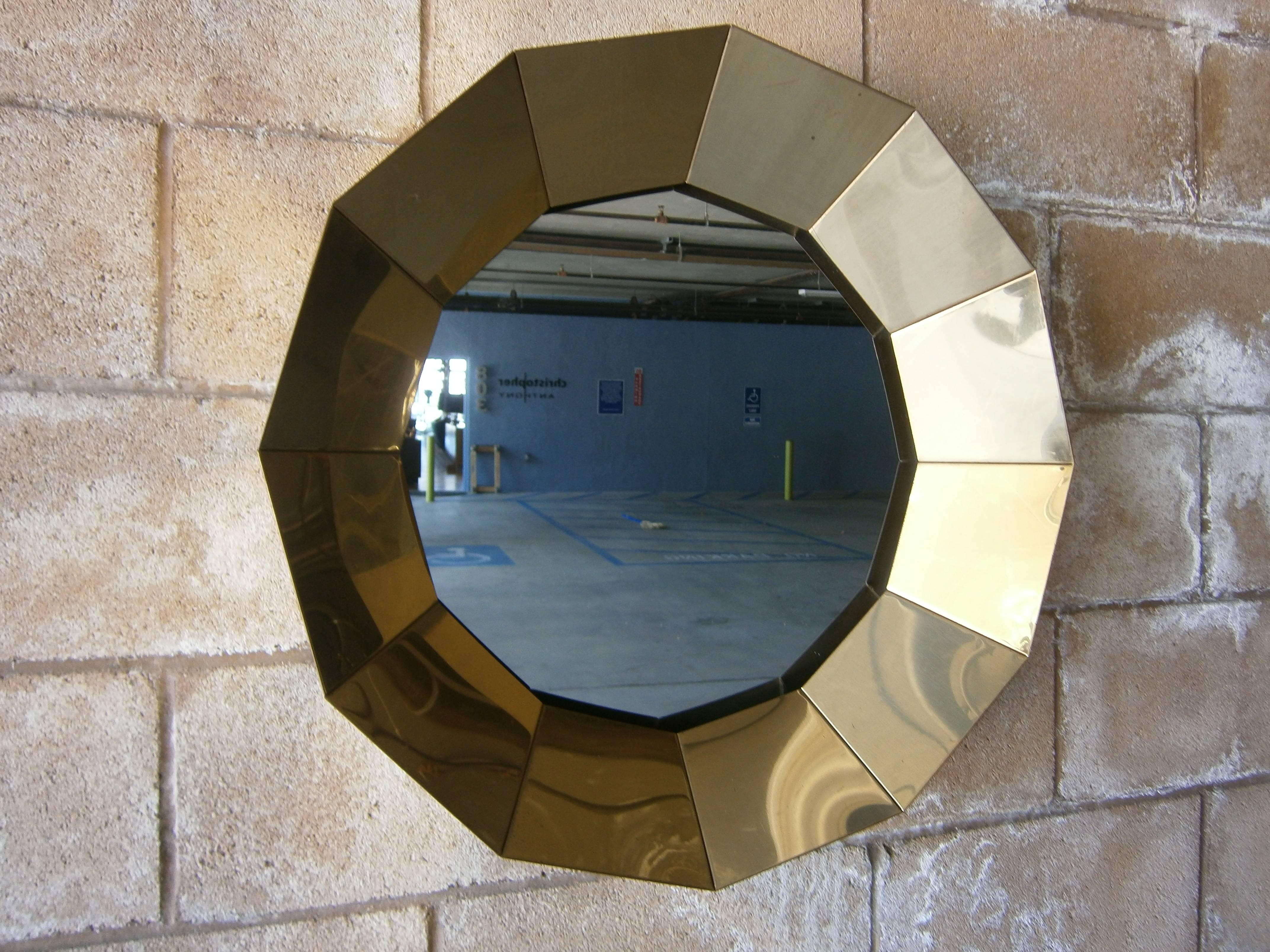 American Spectacular 12 Sided Brass Mirror by Curtis Jere, circa 1970's For Sale