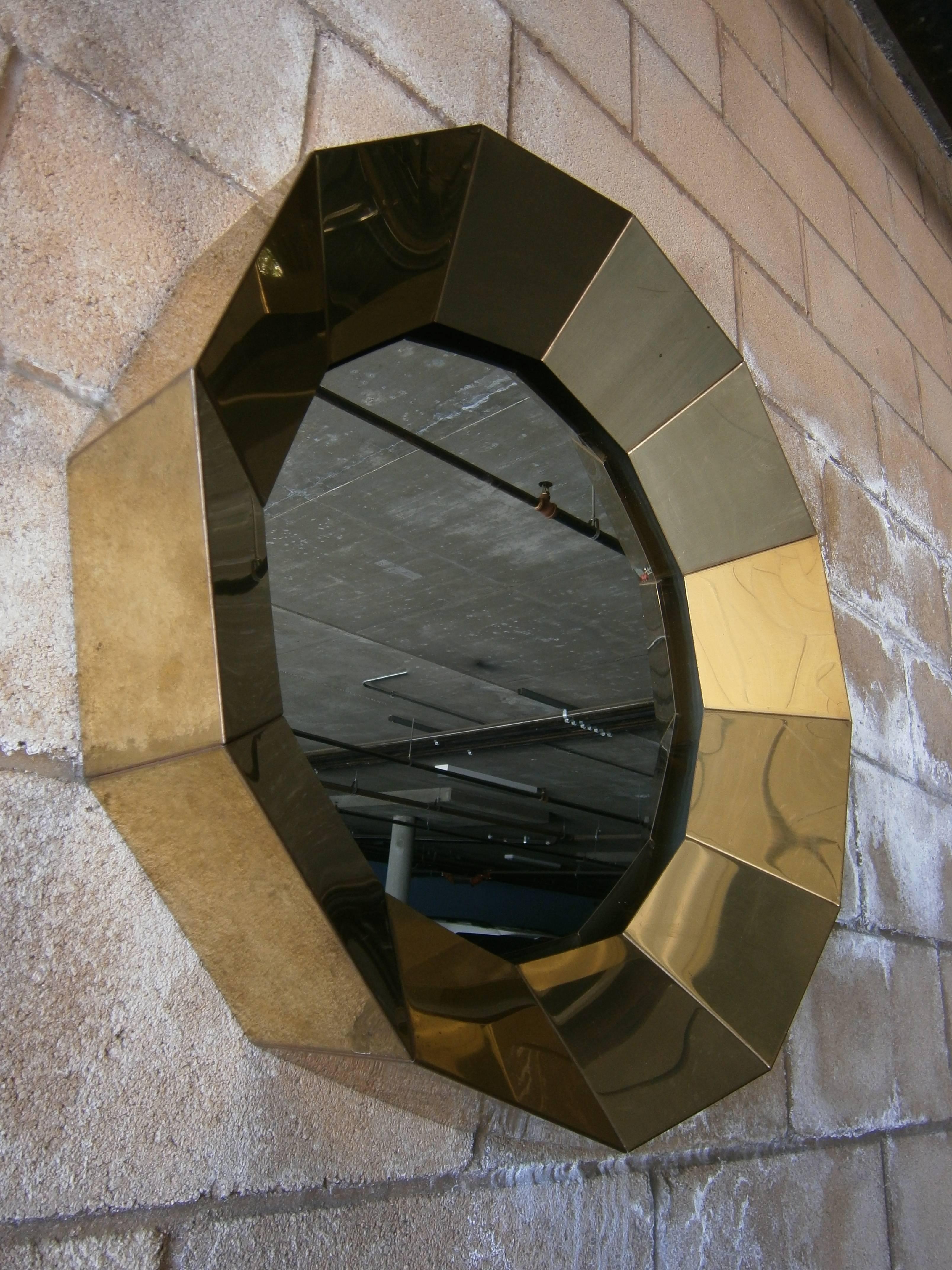 Late 20th Century Spectacular 12 Sided Brass Mirror by Curtis Jere, circa 1970's For Sale