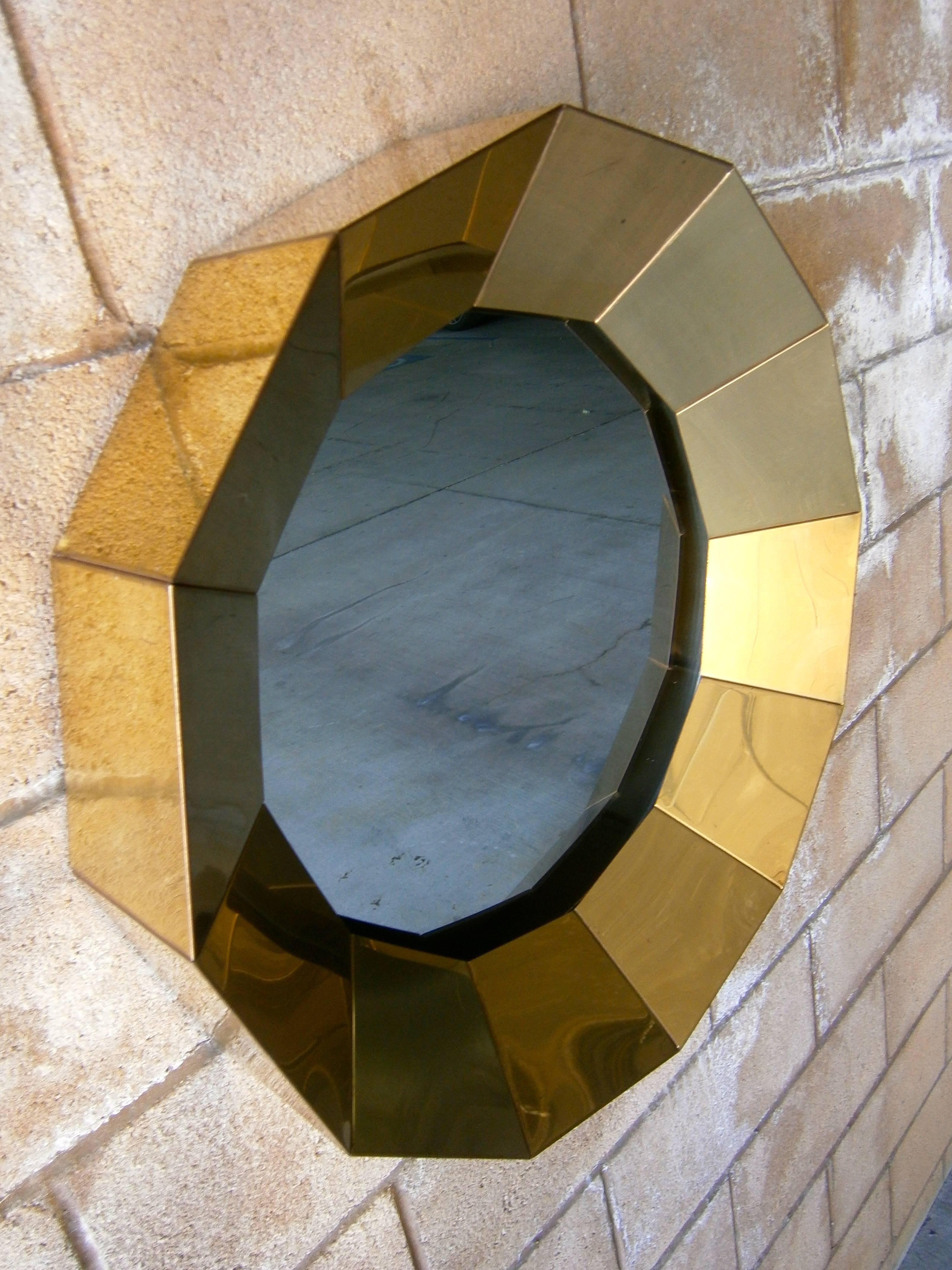 Spectacular 12 Sided Brass Mirror by Curtis Jere, circa 1970's For Sale 2