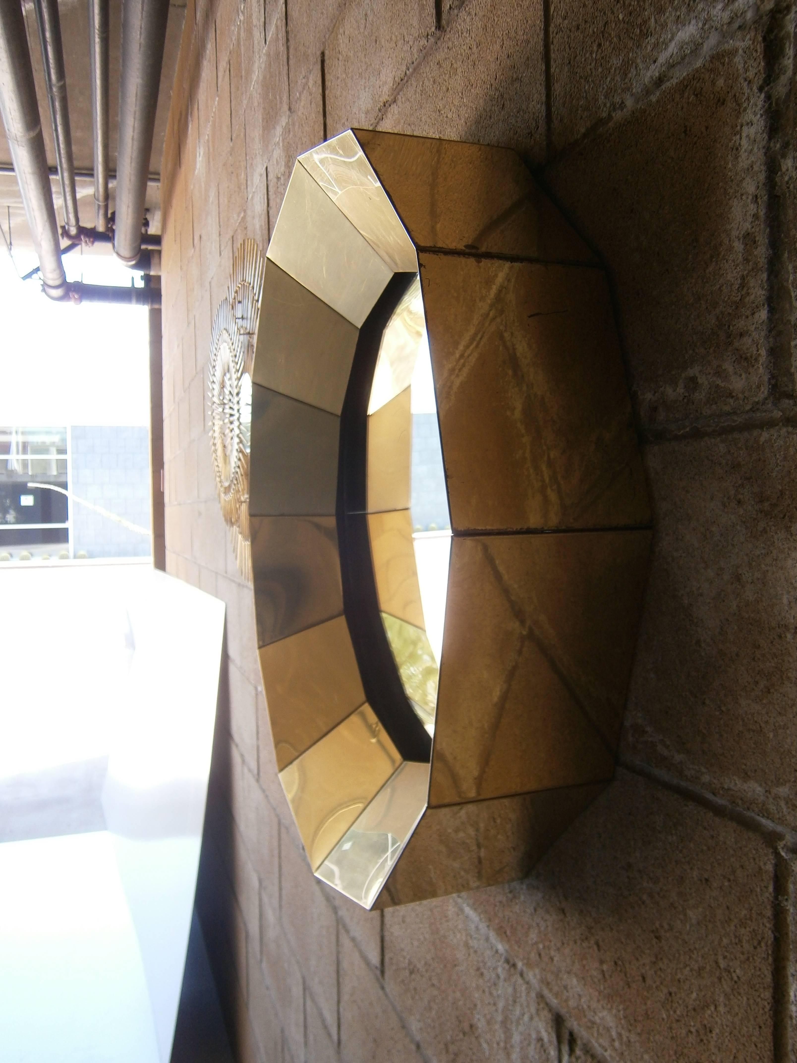 Spectacular 12 Sided Brass Mirror by Curtis Jere, circa 1970's For Sale 4