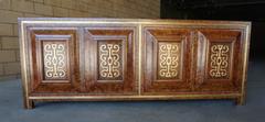 Outstanding Amboyna Burl Wood and Brass Credenza Made by Mastercraft  C. 1960s
