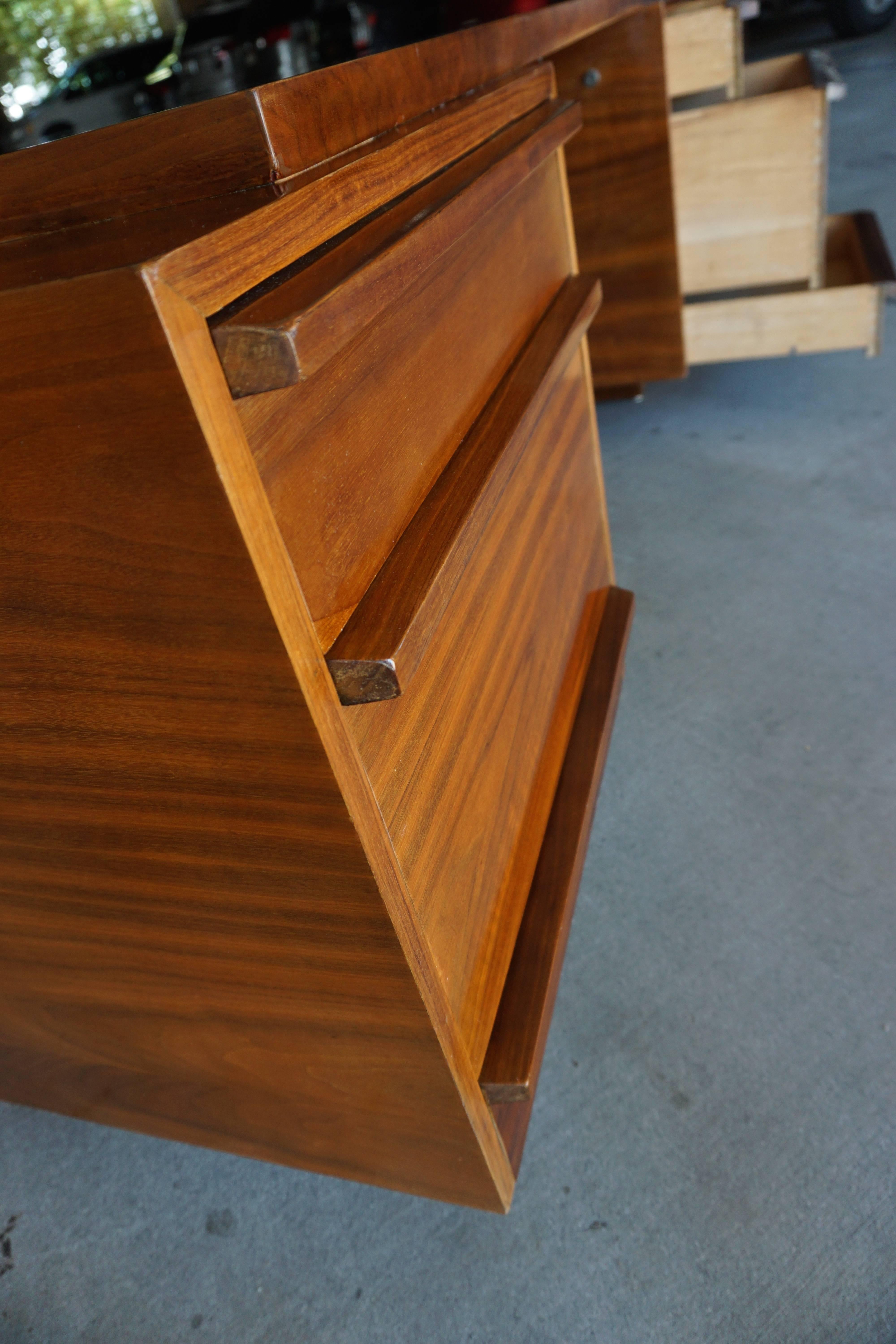 Large and Impressive European Walnut Executive Desk, circa 1950s 1