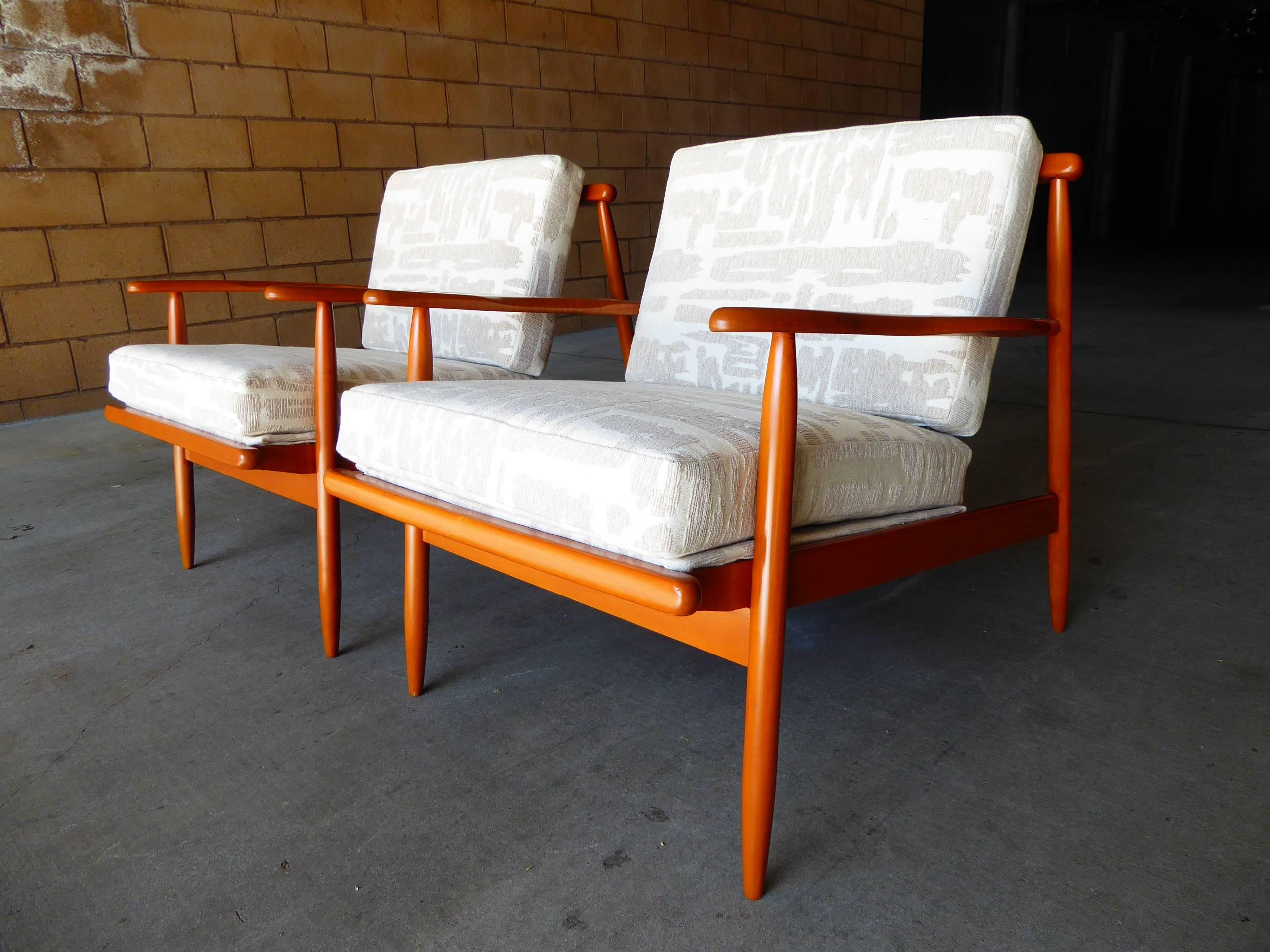 American Pair of Maple Lounge Chairs C. 1950's