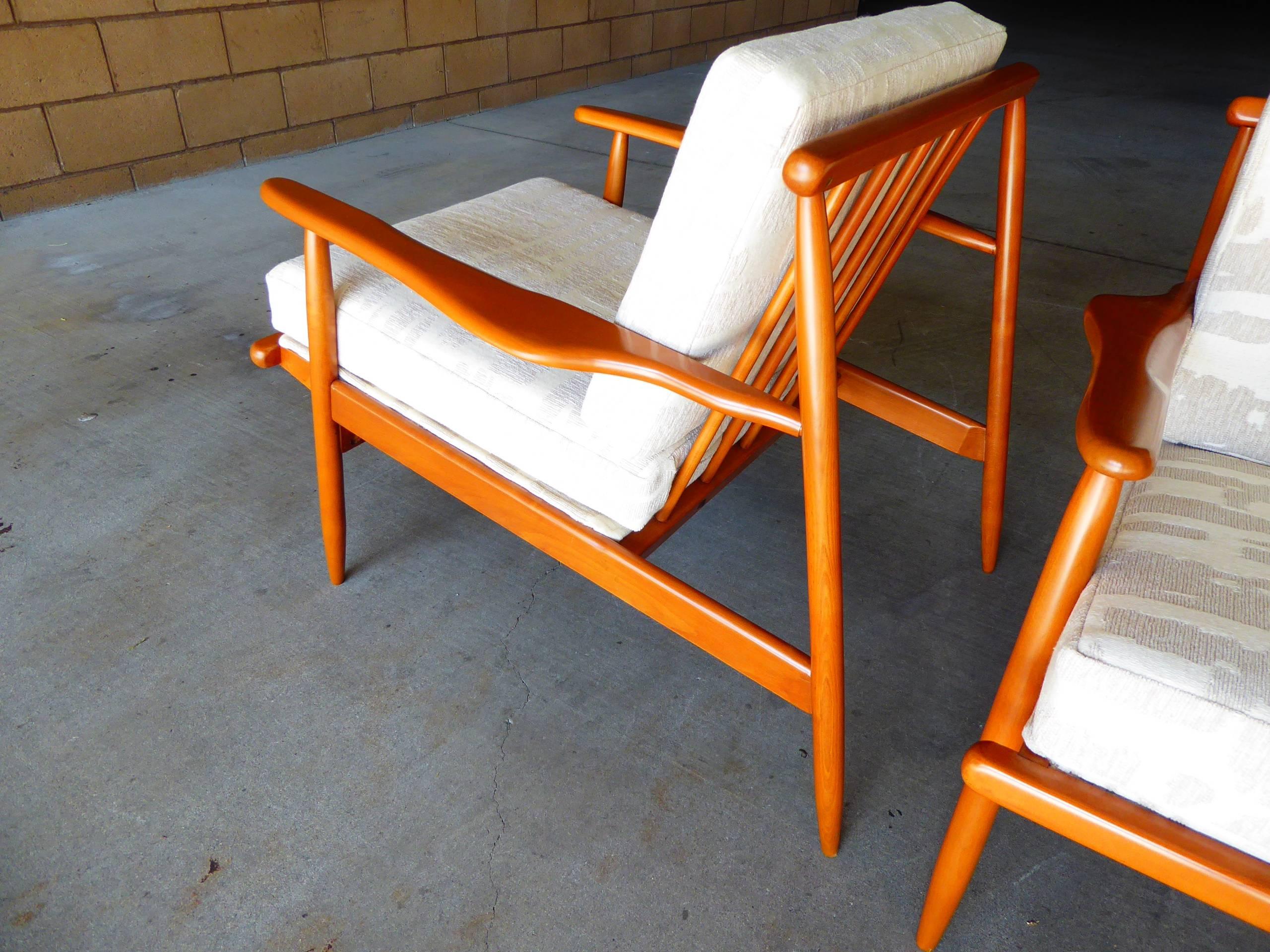 Mid-20th Century Pair of Maple Lounge Chairs C. 1950's
