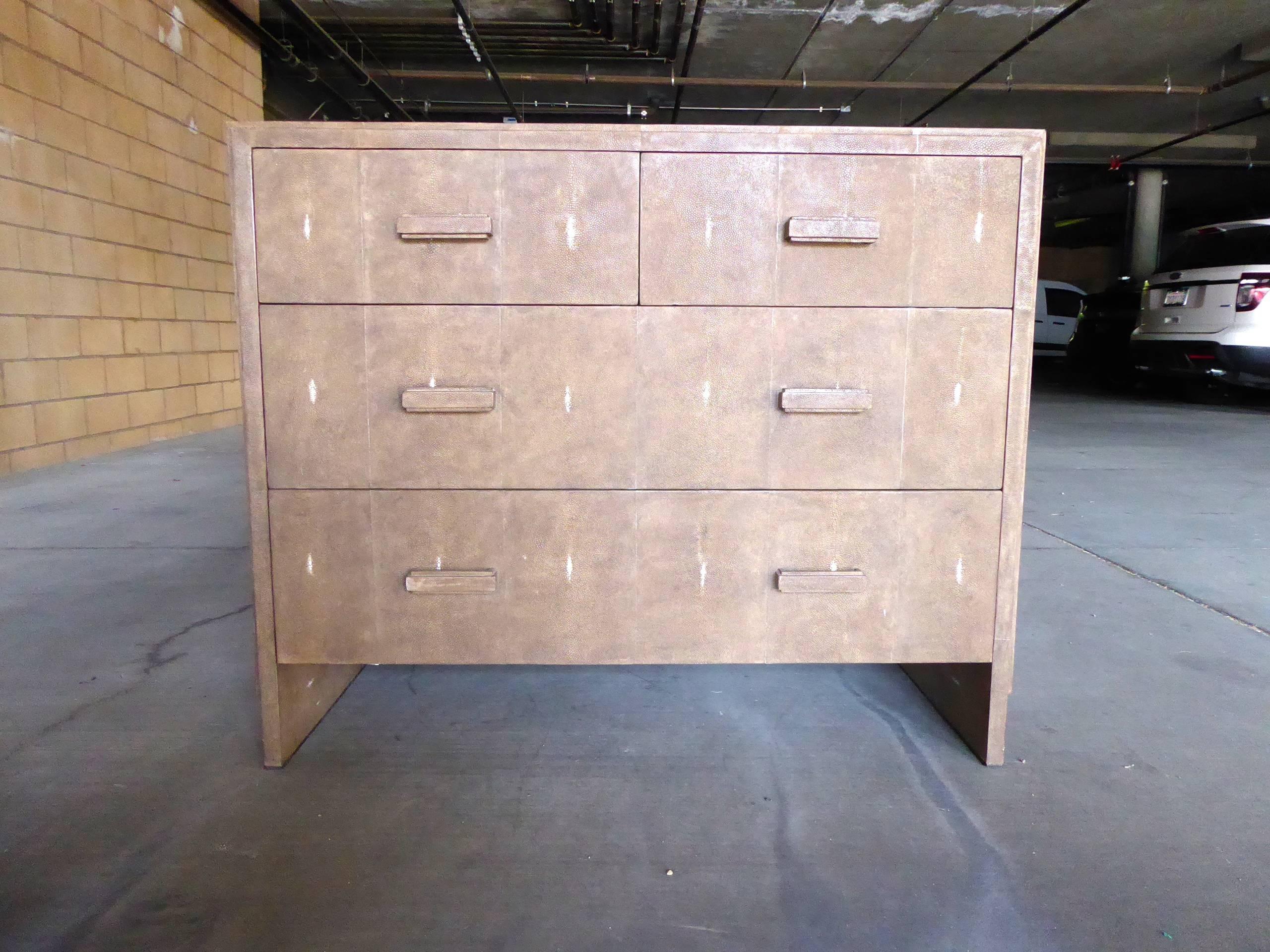 Philippine Art Deco Style Shagreen Covered Four-Drawer Chest by R & Y Augousti For Sale