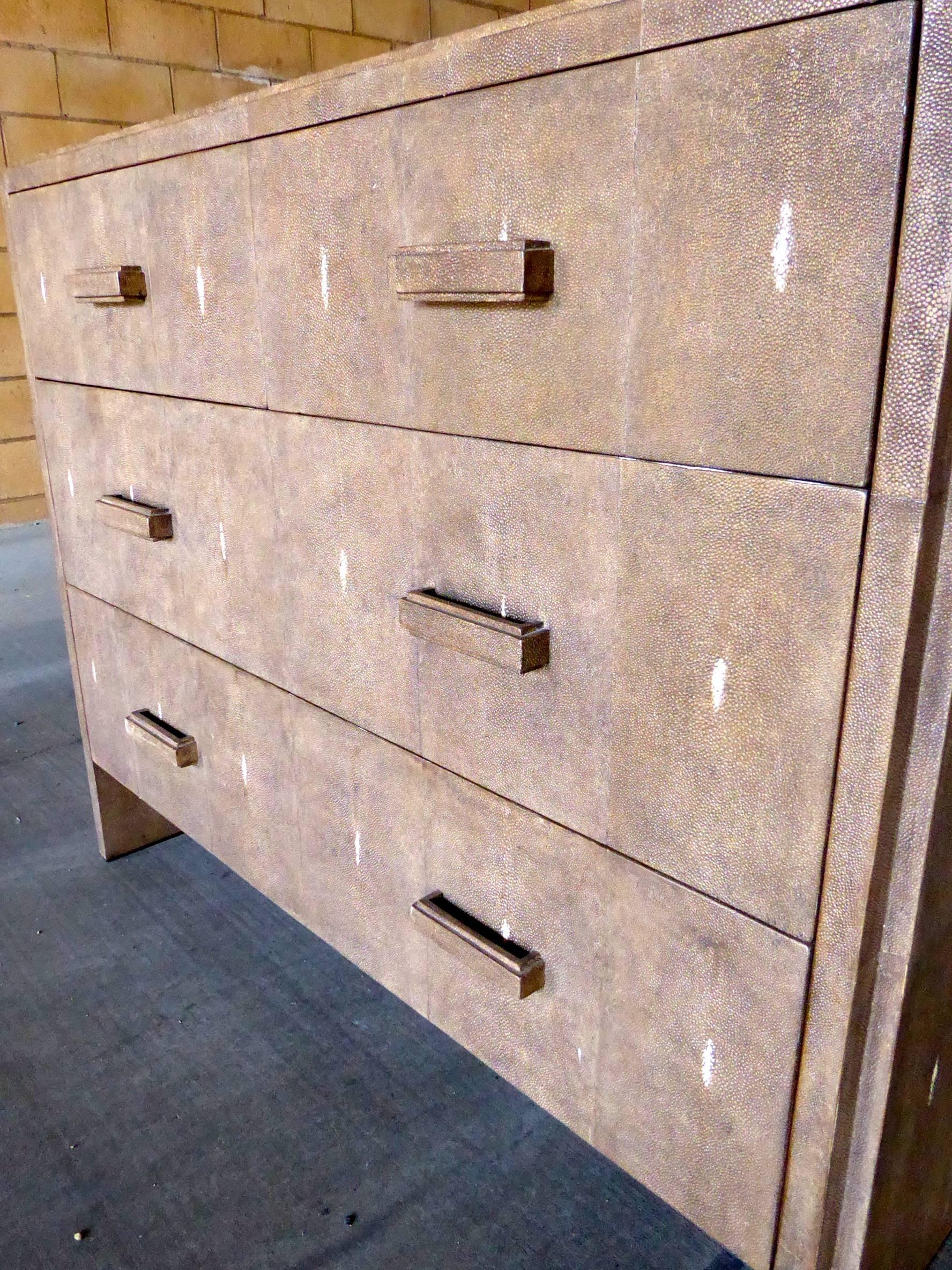 Contemporary Art Deco Style Shagreen Covered Four-Drawer Chest by R & Y Augousti For Sale