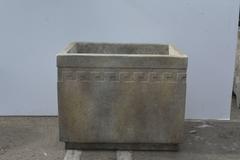 Rectangular Cement Planter with Greek Key Design