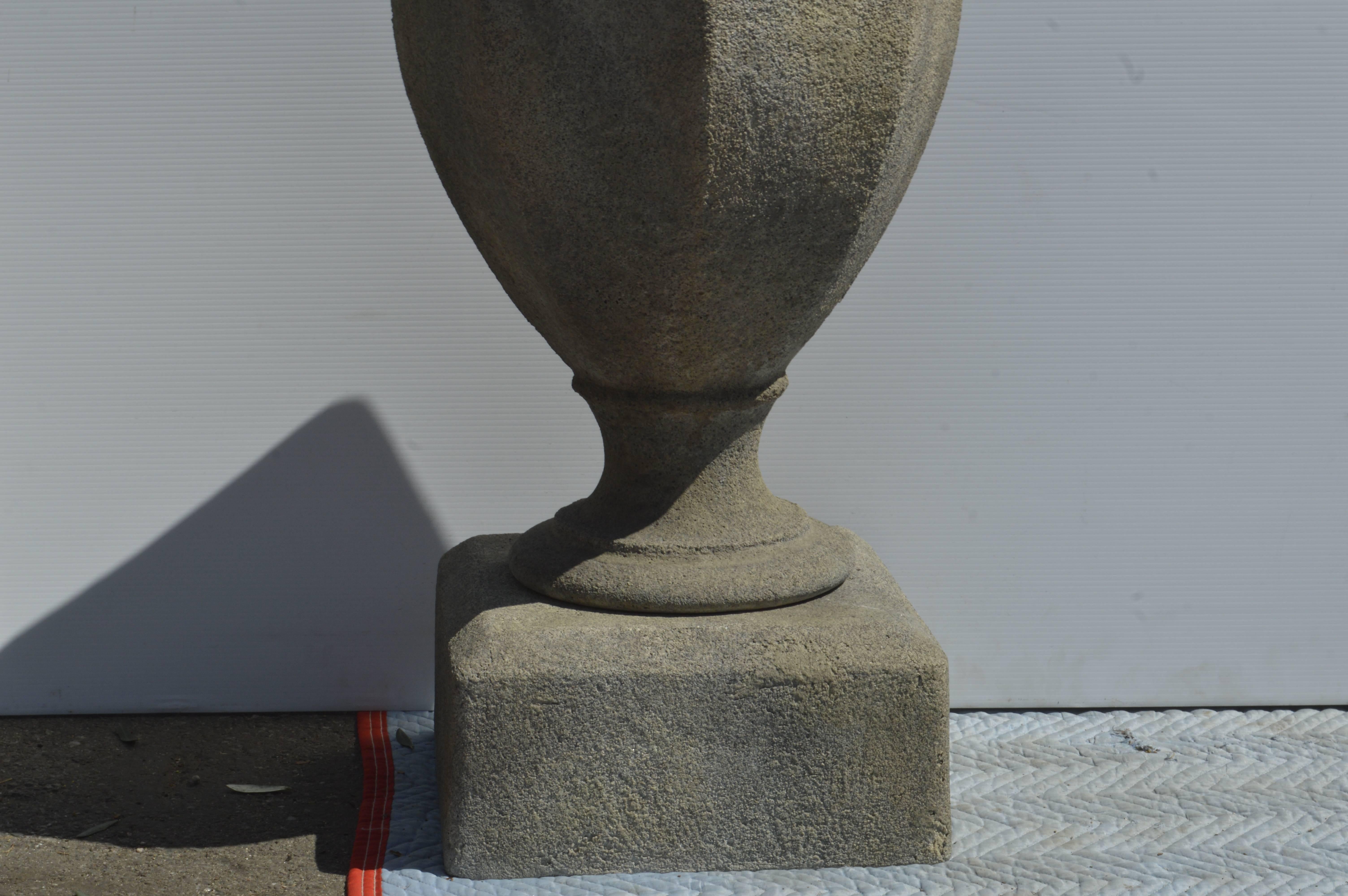 American Cast Cement Octagonal Planter/Urn on Pedestal For Sale