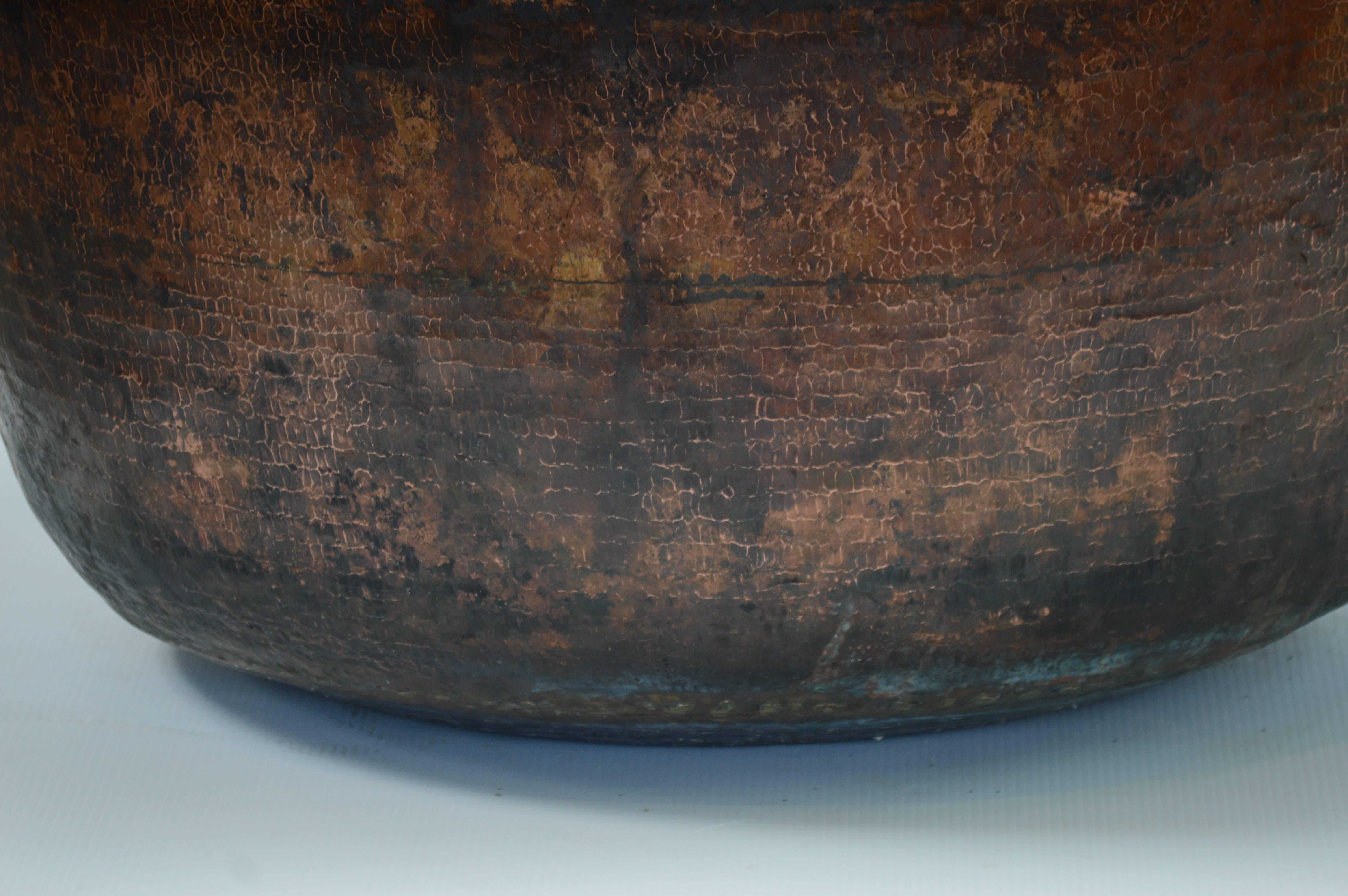 Indonesian Antique 19th Century Handmade Copper Vessel from Batik Workshop