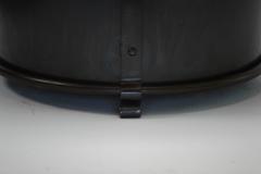 French 20th Century Modern Round Oil Rubbed Iron Planter with Handles