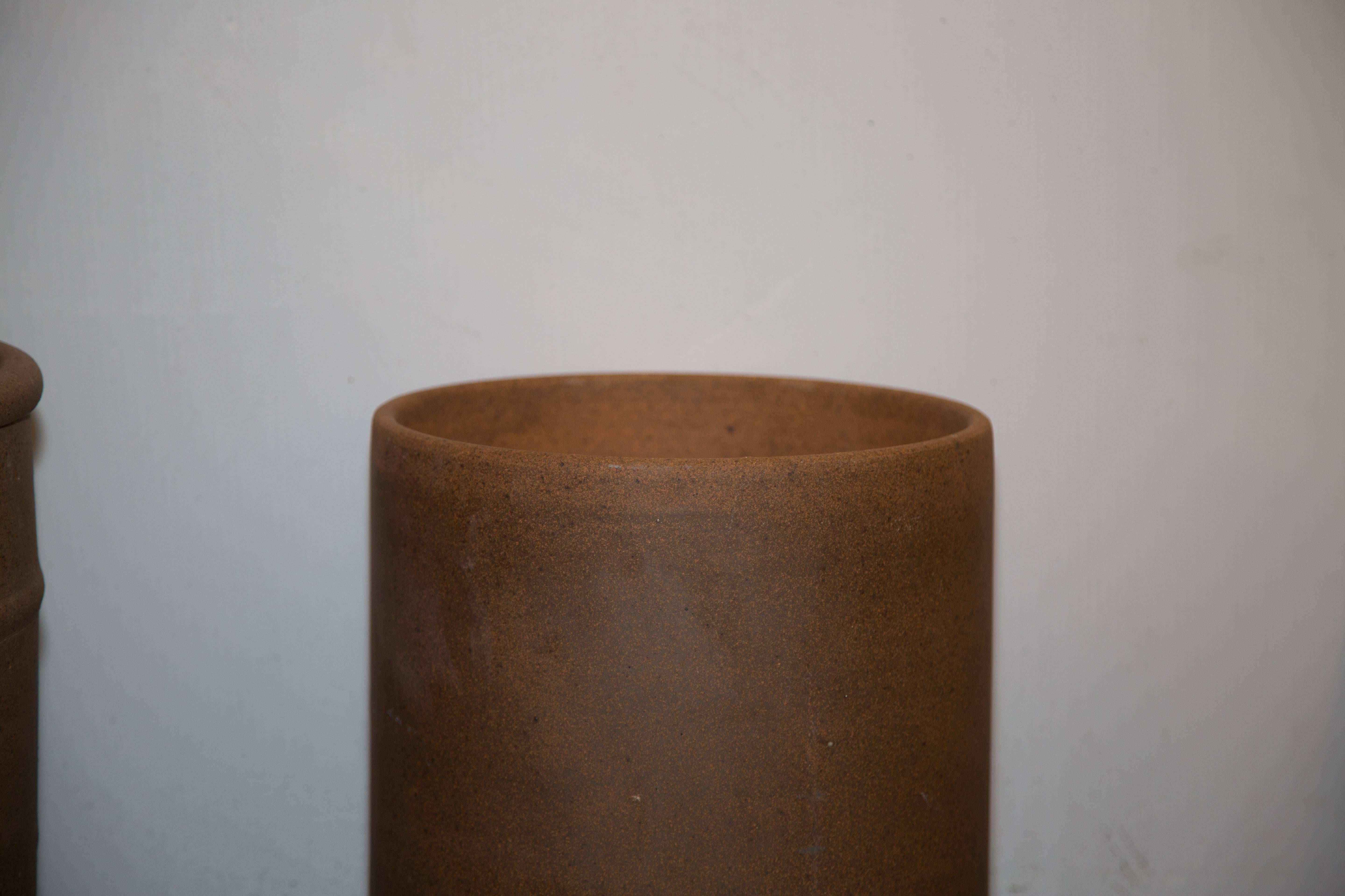 Mid-Century American Pro Artisan David Cressey Unglazed Cylinder Planter In Good Condition In Culver City, CA