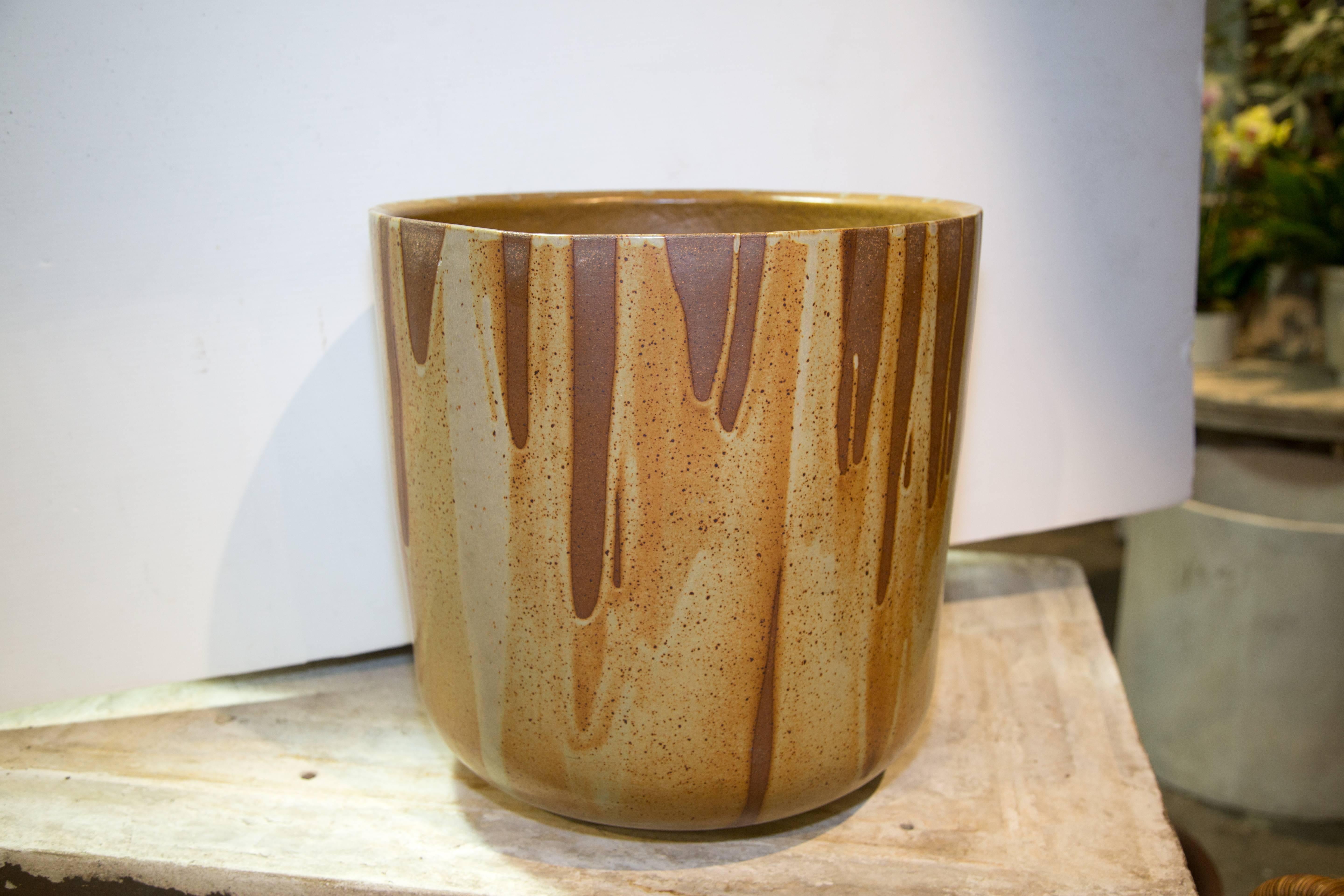 Mid-Century American modern flame glazed ceramic planter by David Cressey
1960 
Measures: 17" D x 16.5" H 
$6,250.00.
