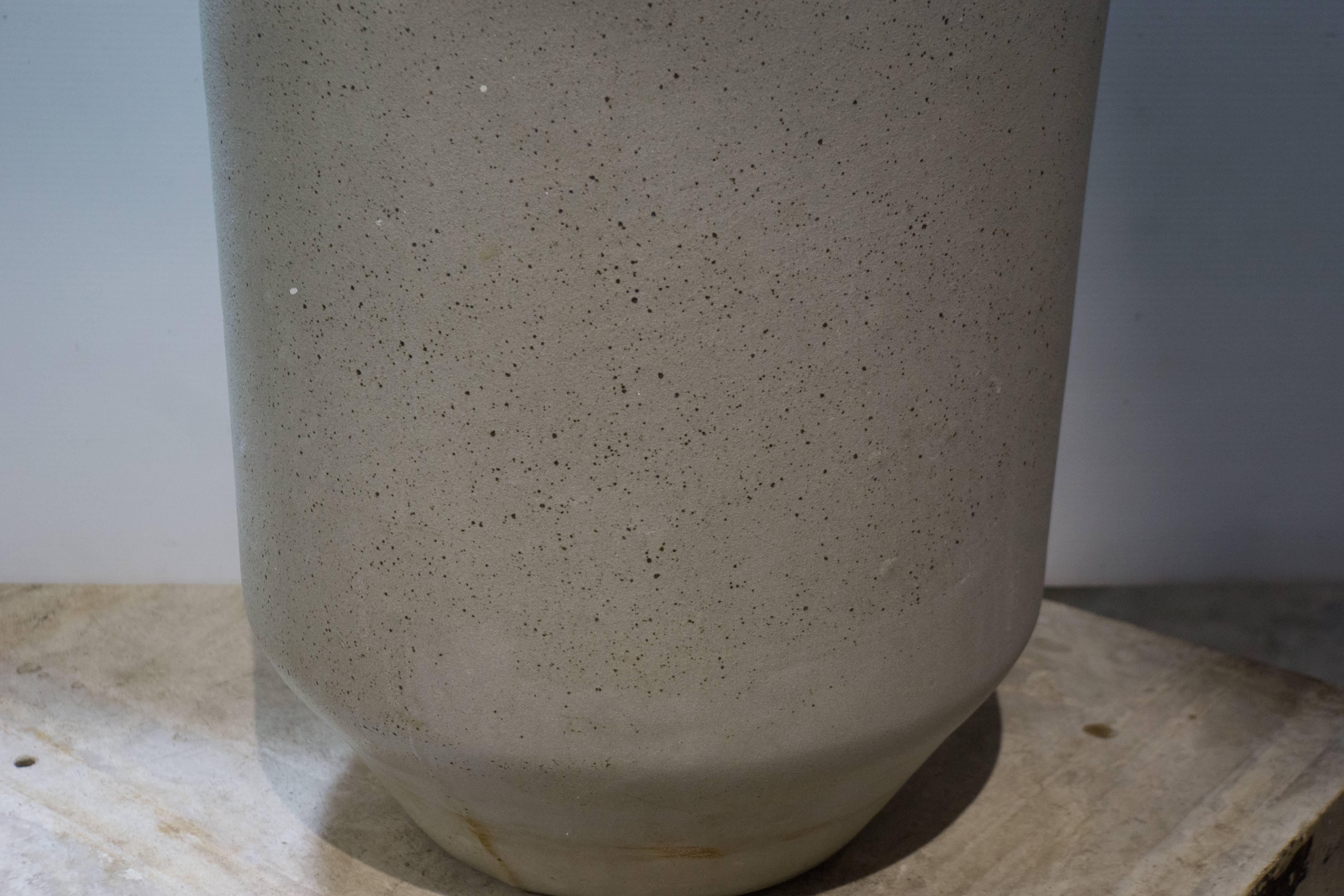 Glazed Mid-Century Modern American Stone White Glaze Planter by David Cressey