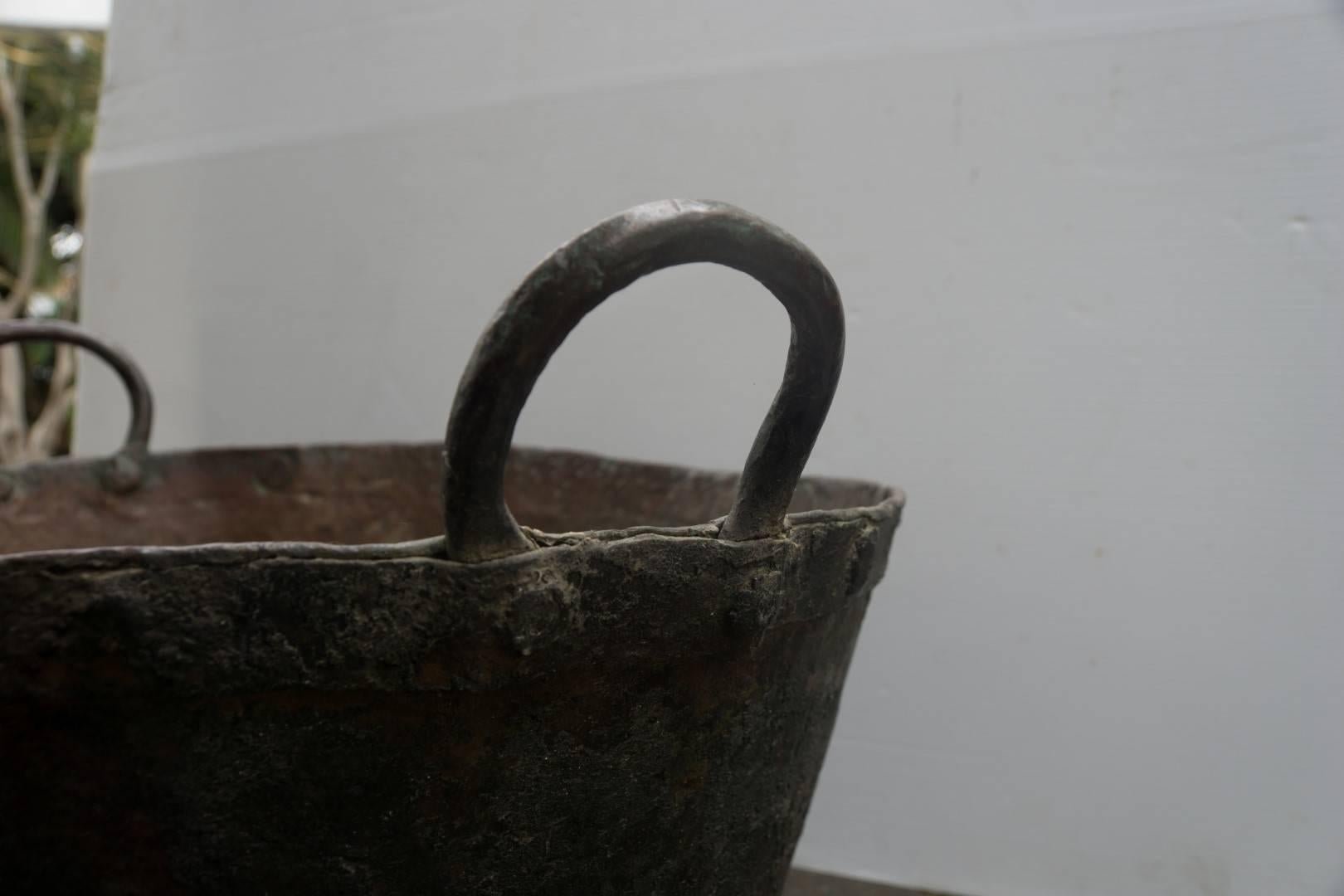19th Century American Copper Cook Pot with Handles In Good Condition For Sale In Culver City, CA