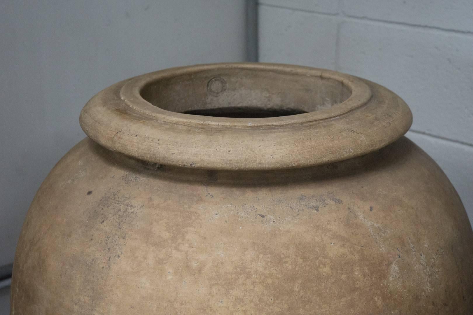 Mid-Century Modern Italian Terracotta Company Bisque Oil Jar In Good Condition For Sale In Culver City, CA