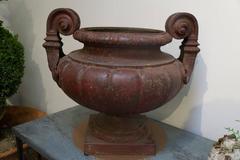 19th Century Pair of Cast Iron Medici Urns Cast by Durenne-Founder in AIX