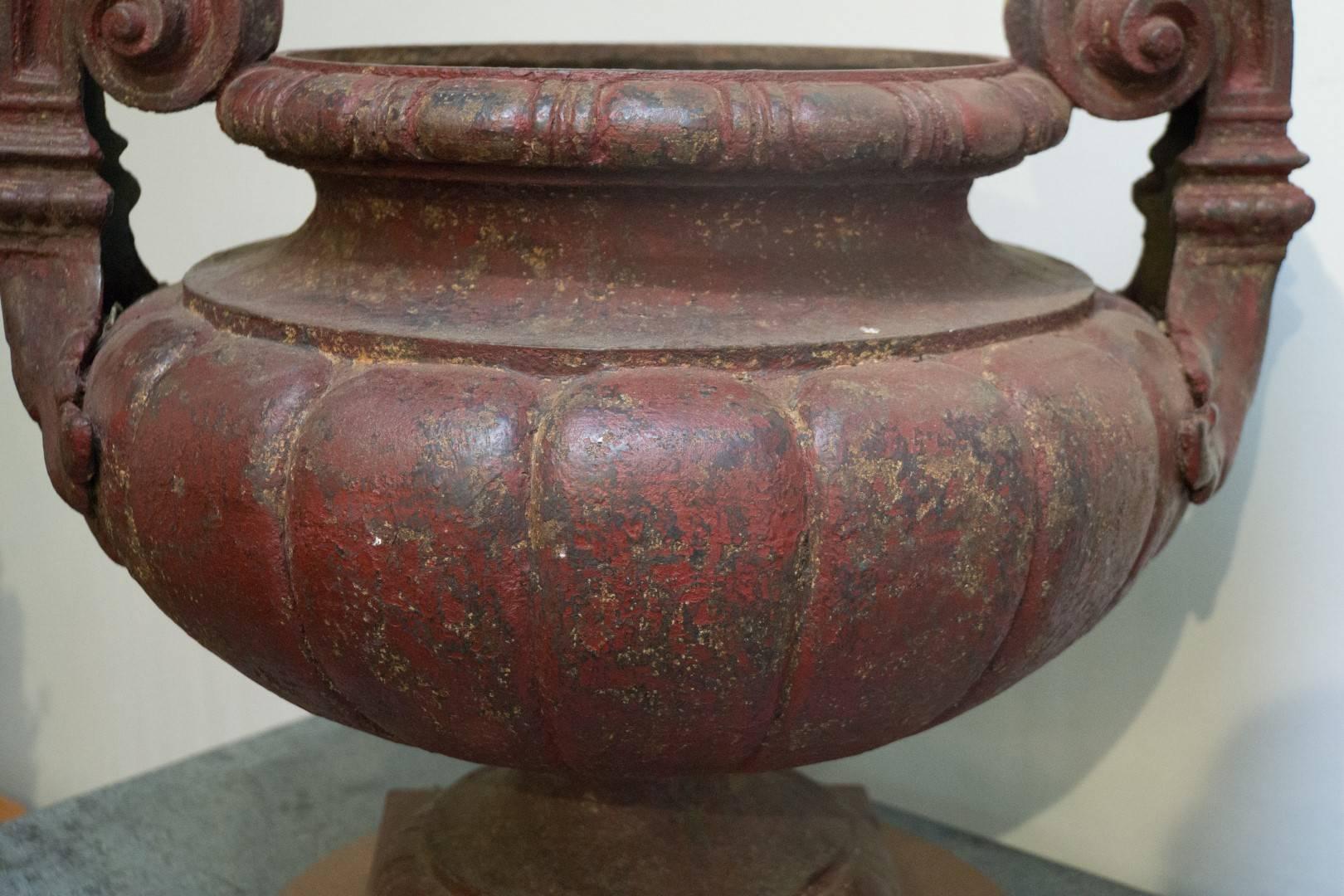 French 19th Century Pair of Cast Iron Medici Urns Cast by Durenne-Founder in AIX For Sale