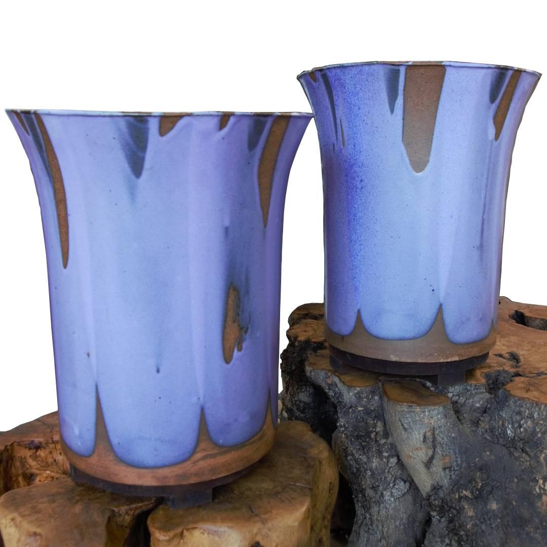 purple glazed ceramic planters