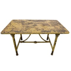 Antique Italian Iron Garden Table with Yellow Patina, circa 1900