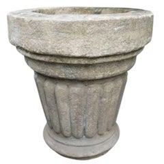 French Reconstituted Stone Pillar Style Planters, circa 1910