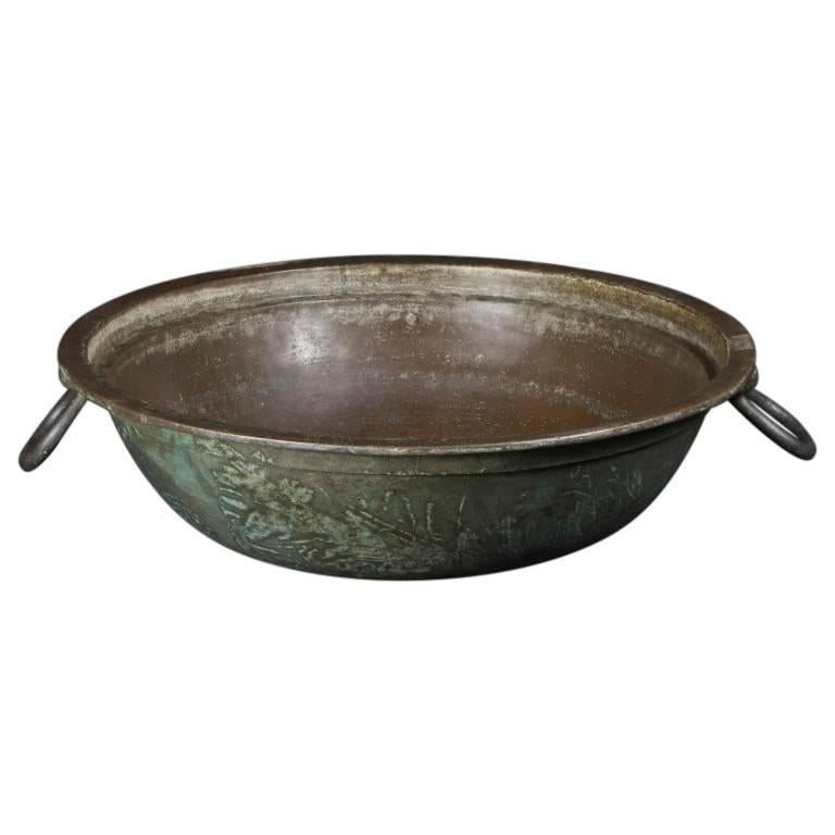 Antique Bronze Basin with Two Flaring Handles