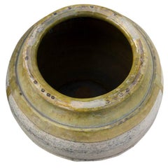 Vintage French Terracotta Jar with Yellow Glaze