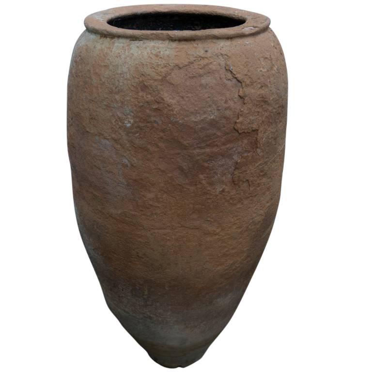 Tall Unglazed Terracotta Oil Jar