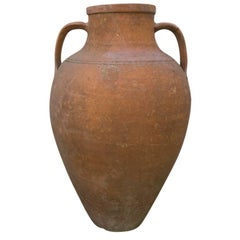 Small Un-Glazed Terra Cotta Oil Jar with Handles