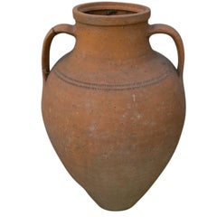 Small Un-Glazed Terra Cotta Oil Jar with Handles