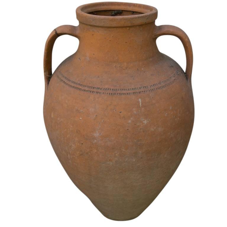 Small UnGlazed Terra Cotta Oil Jar with Handles at 1stdibs