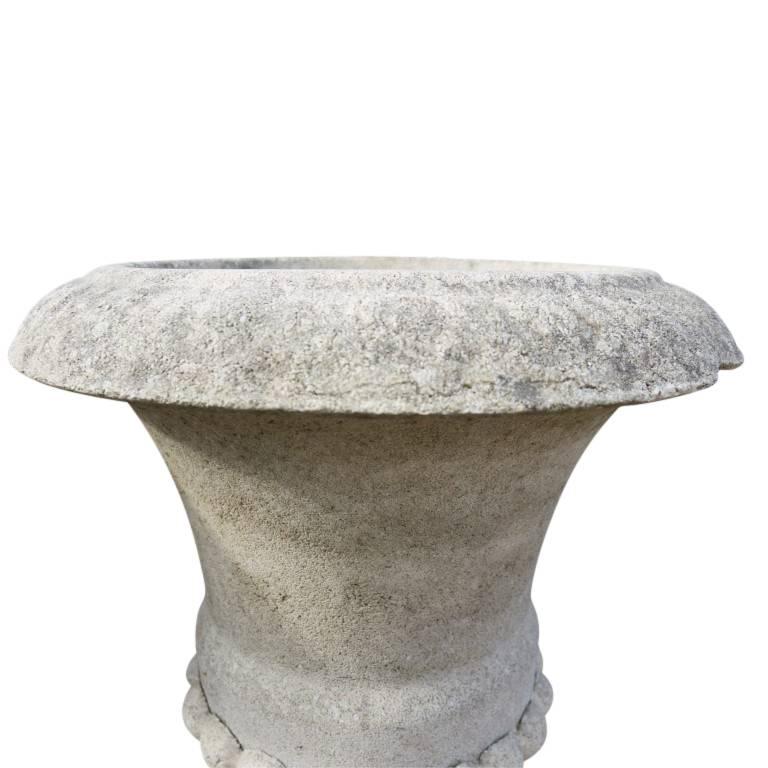 Mid-20th Century Vintage French Cast Stone Urns, circa 1940
