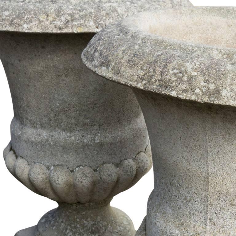 Vintage French Cast Stone Urns, circa 1940 3