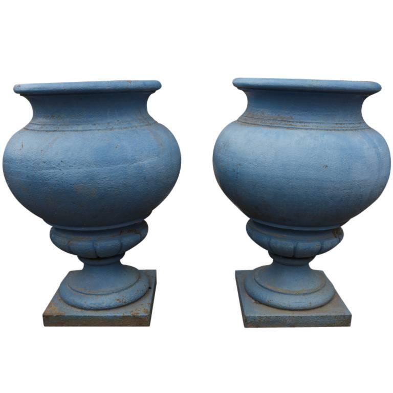 Antique French Cast Iron Urns, circa 1800