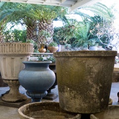 Round Fiber Cement Planters from France, circa 1960