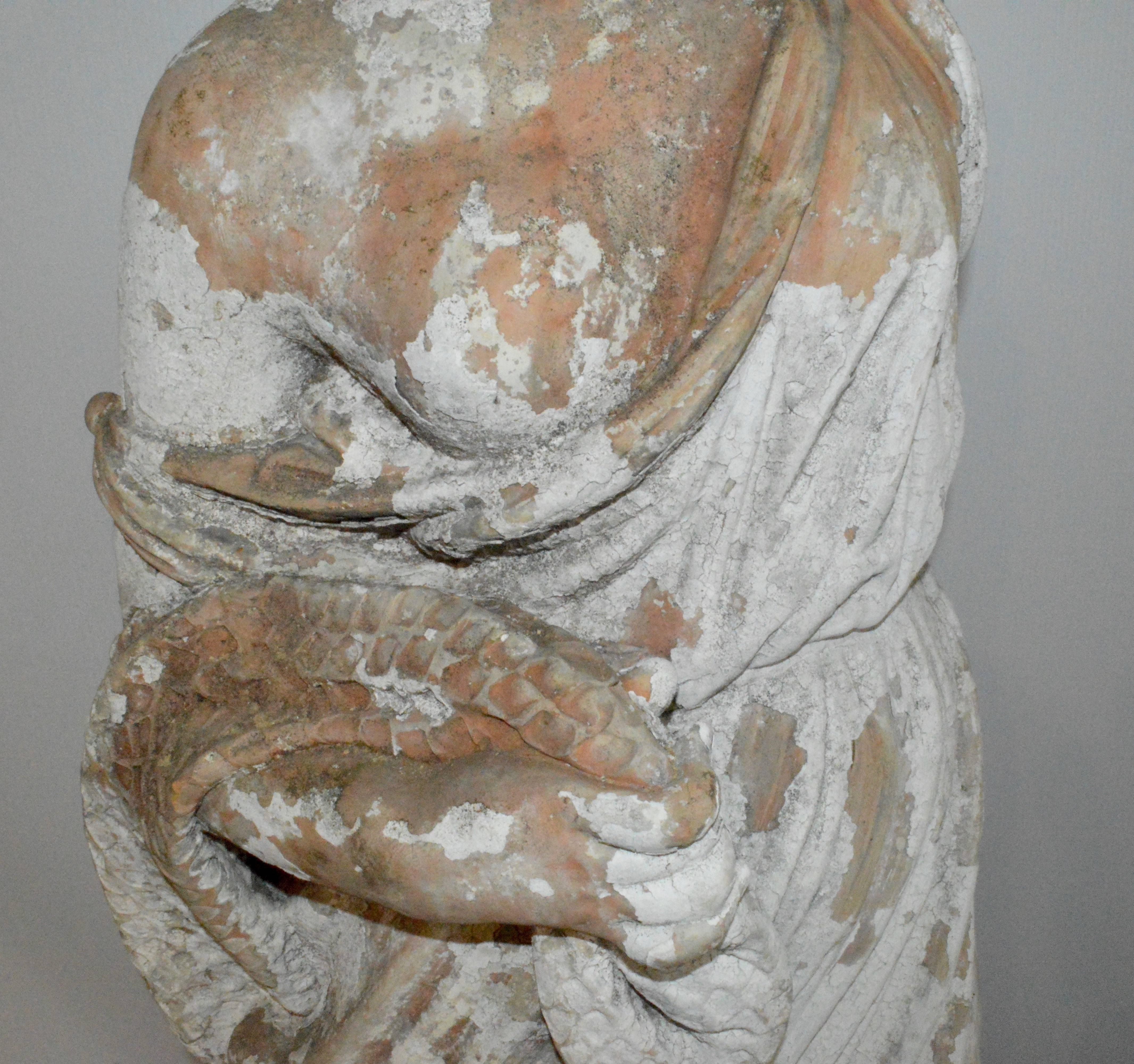 French Draped Terra Cotta Statue of a Goddess