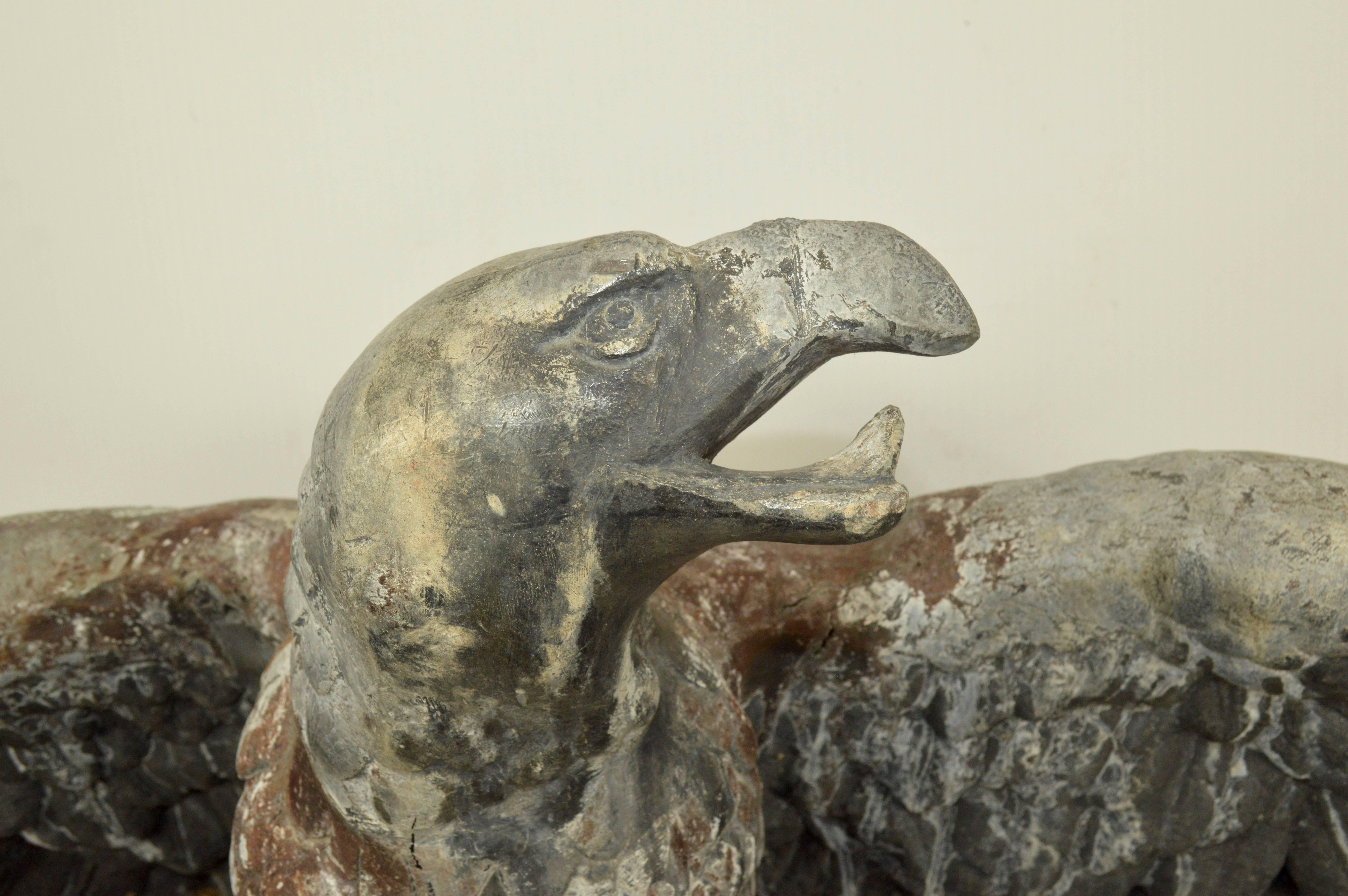 19th Century Pair of Lead Eagles Sculpture