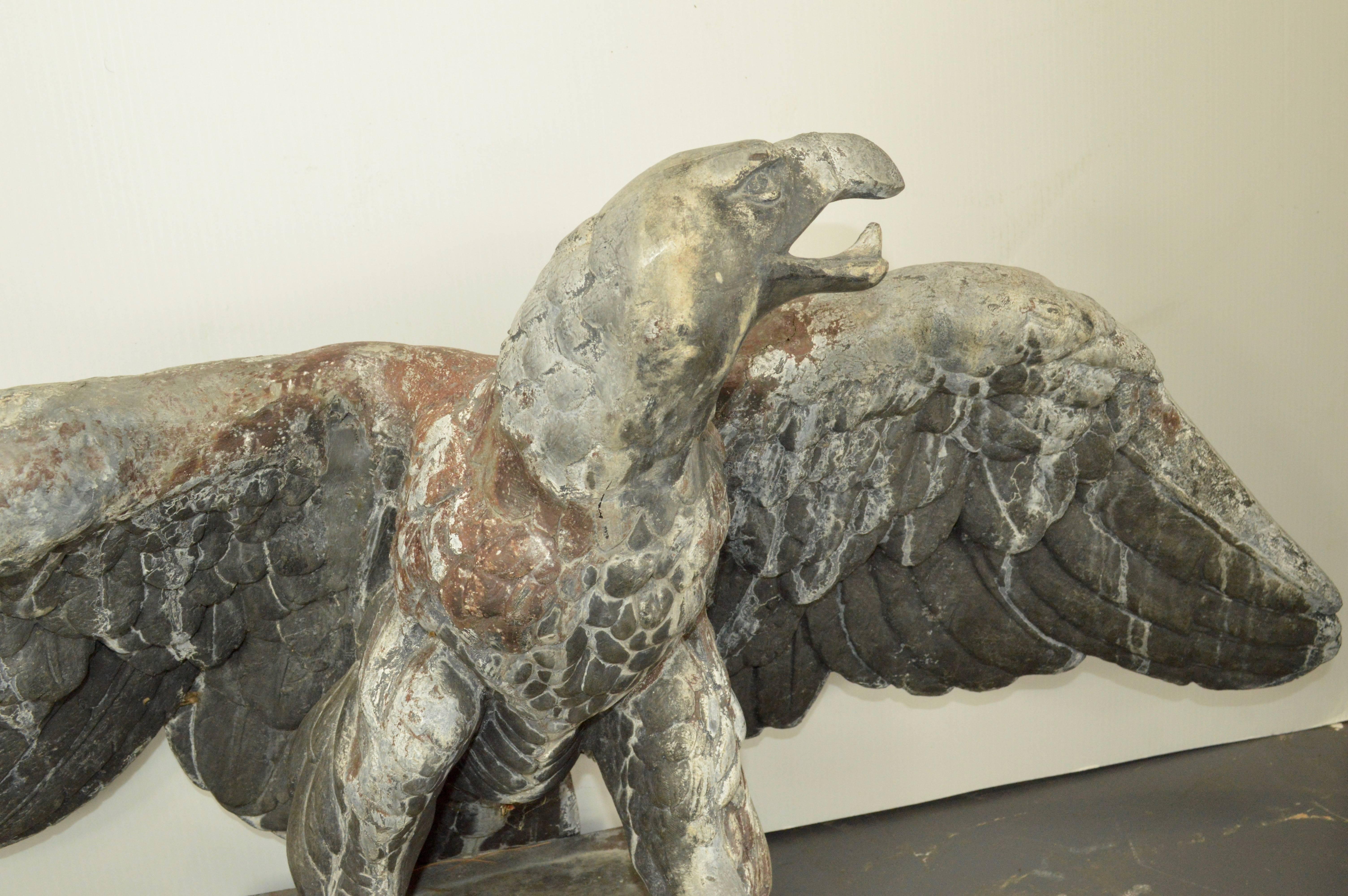 Pair of Lead Eagles Sculpture In Excellent Condition In Culver City, CA