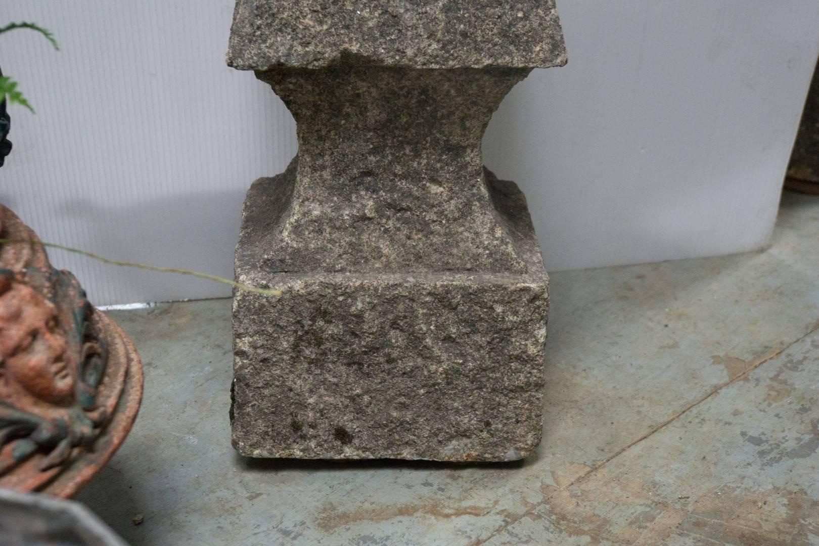 Early 20th Century Antique Pair of Carved Stone Pyramid Finials from Porto Lima, circa 1900