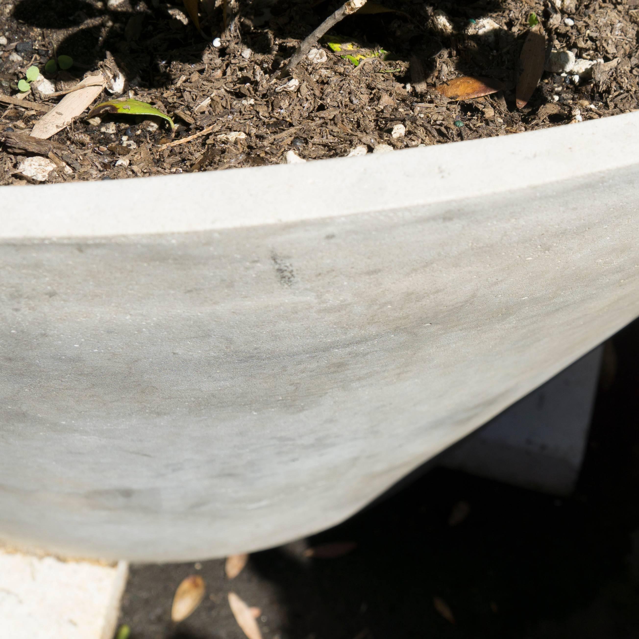 Large modern tub. Cast composite stone tub planter with applied finish. Color is hand-finish and can vary.