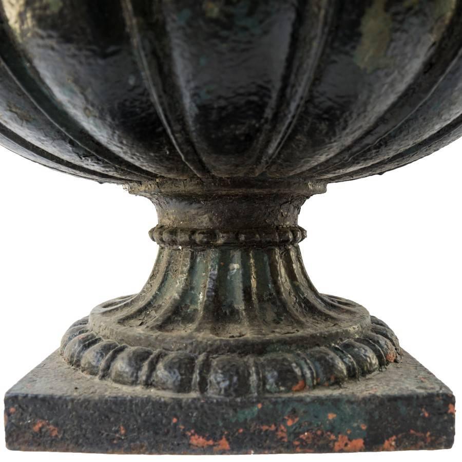 Antique French Black Cast Iron Urns In Good Condition In Culver City, CA